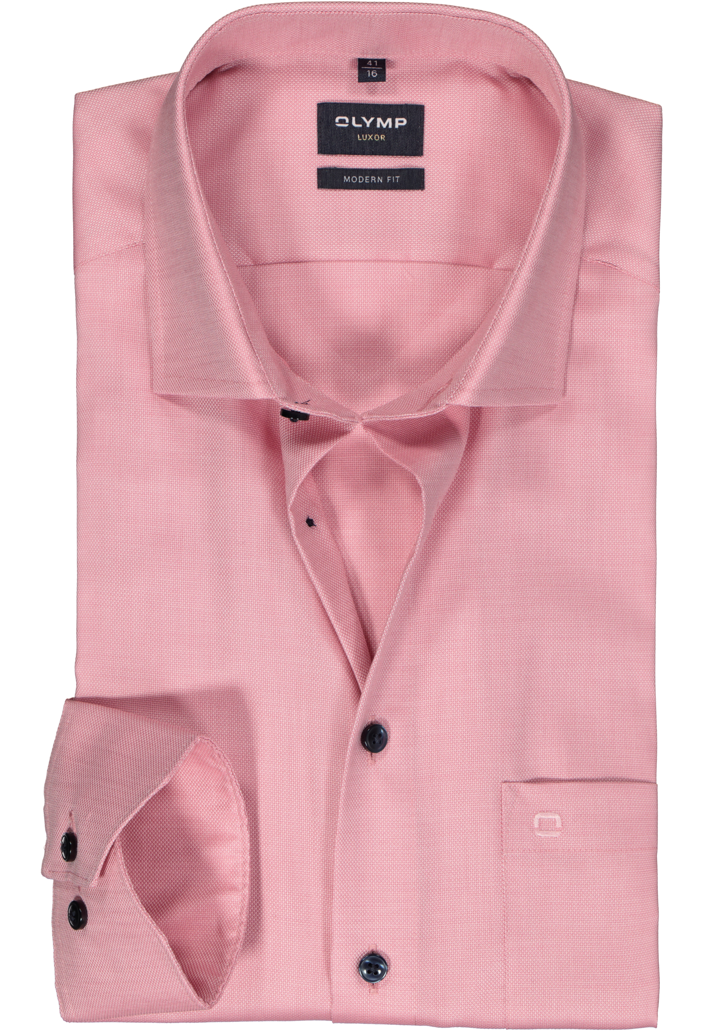 OLYMP modern fit overhemd, structuur, roze