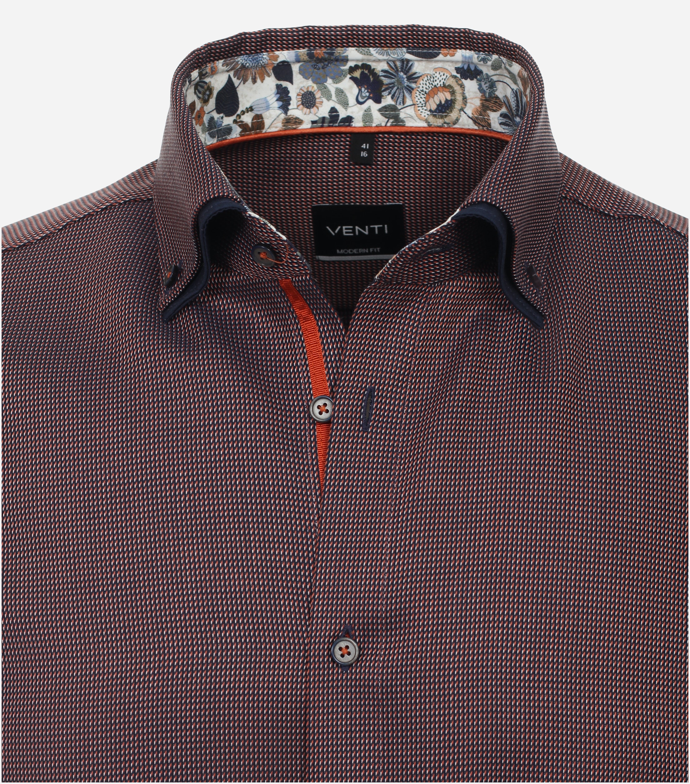 VENTI modern fit overhemd, korte mouw, twill, blauw