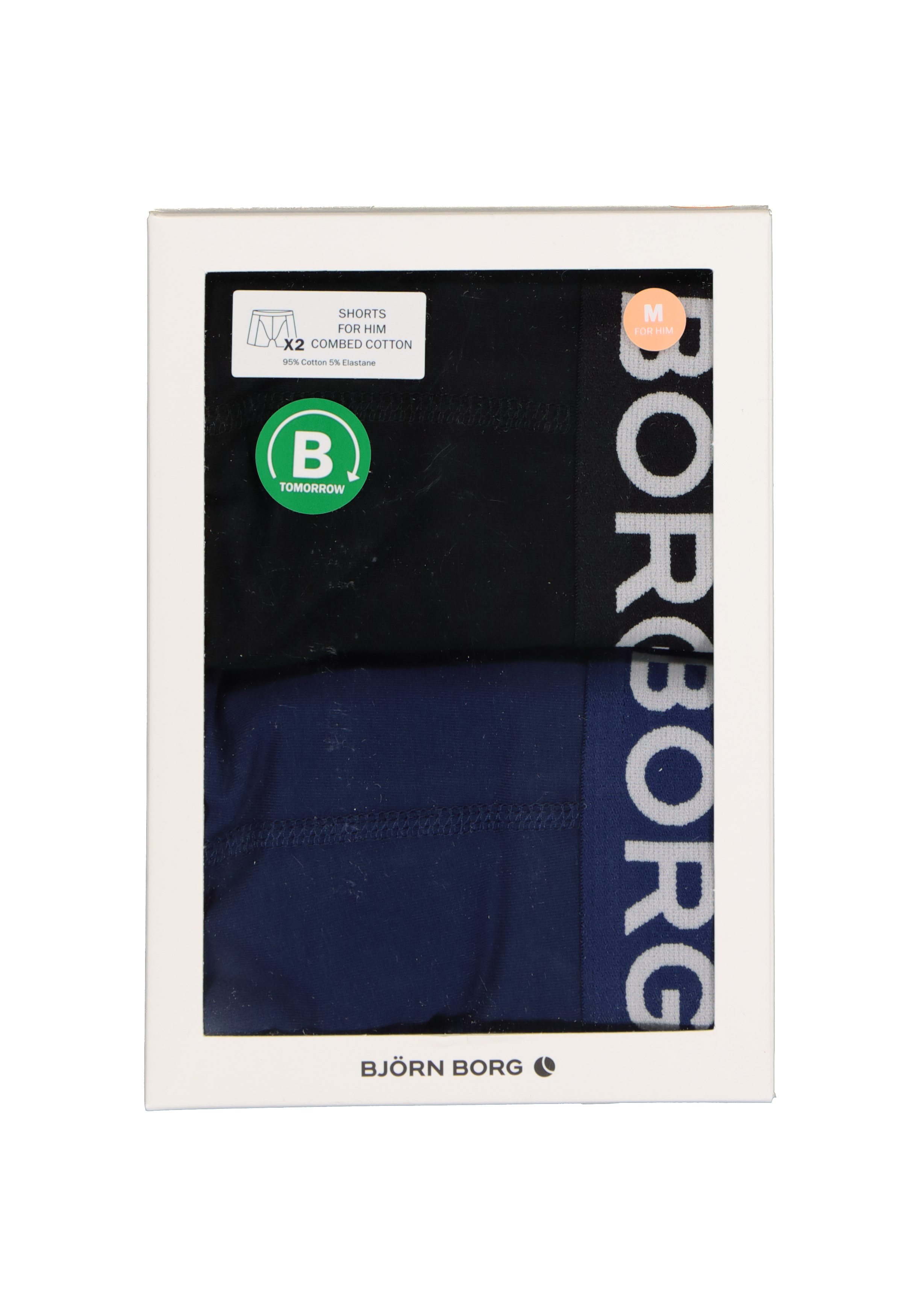 Bjorn Borg boxershorts Core (2-pack), heren boxers normale lengte, zwart en donkerblauw