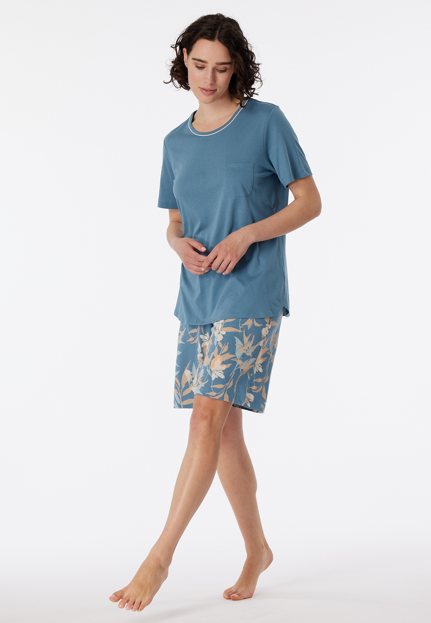 Schiesser Dames Uncover Nightwear pyjamaset, donkerblauw, 40