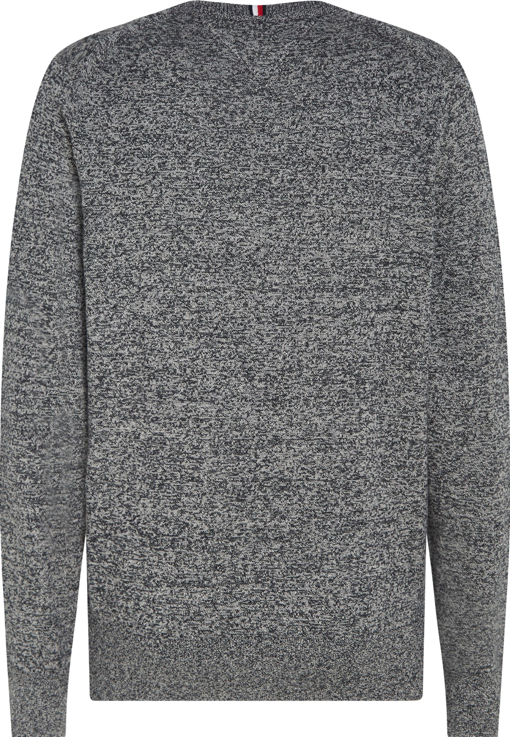 Tommy Hilfiger heren pullover katoen, Pima Org Ctn Cashmere Crew Neck, zwart-wit melange