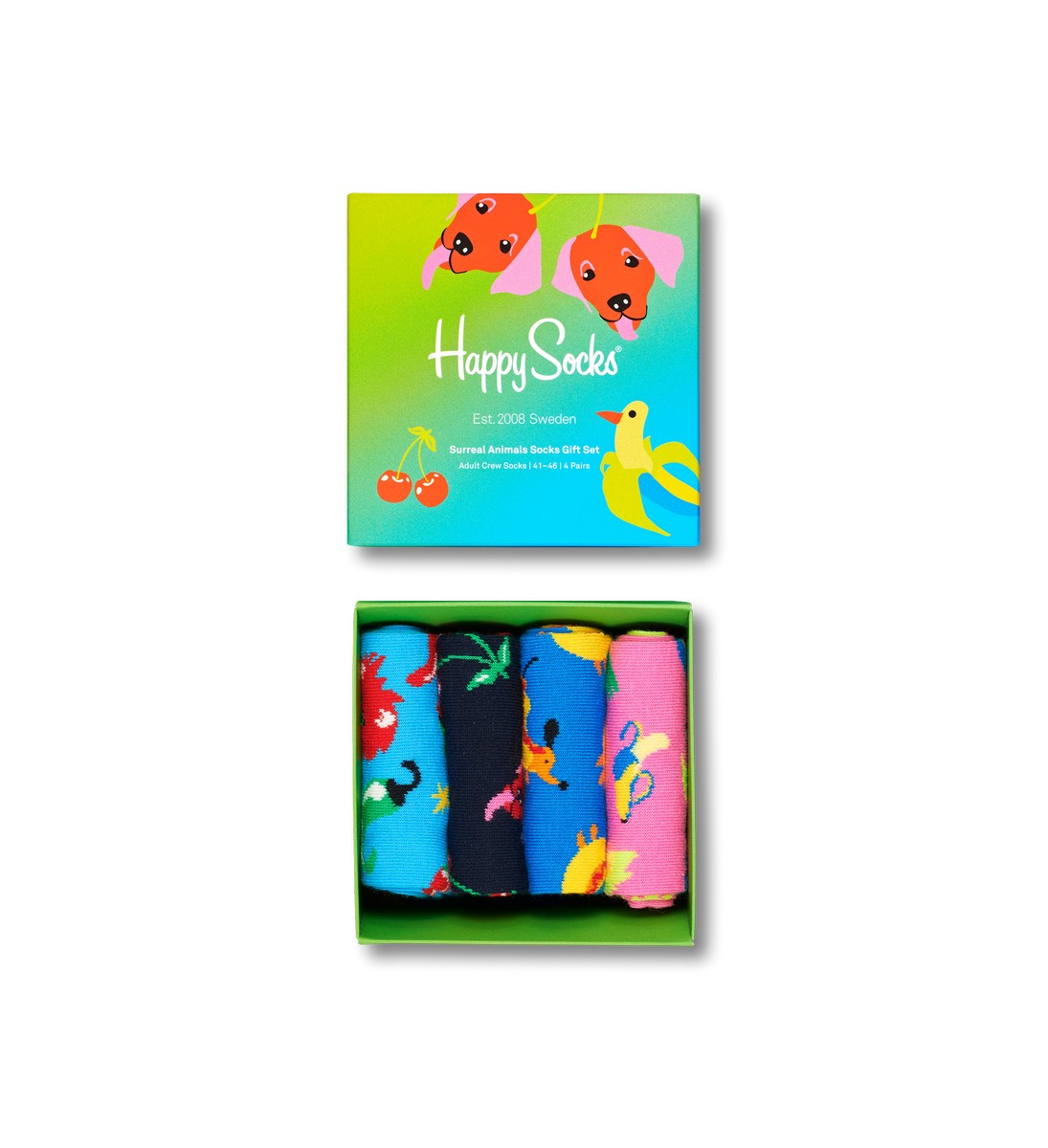 Happy Socks Surreal Animal Socks Gift Set (4-pack), unisex sokken in cadeauverpakking