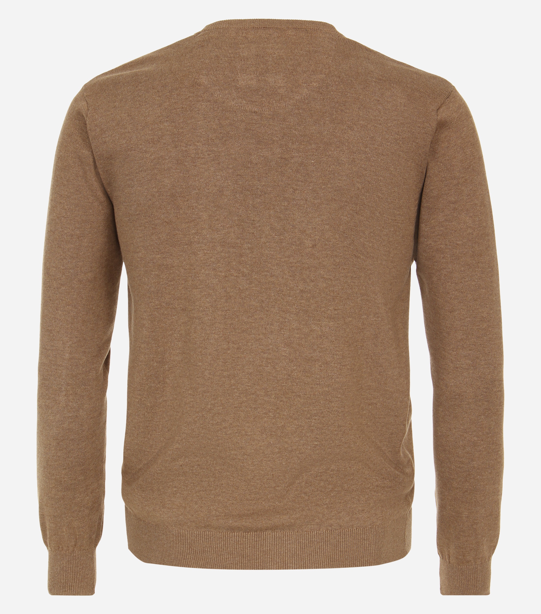 Redmond heren trui katoen, O-hals, camel (middeldik)