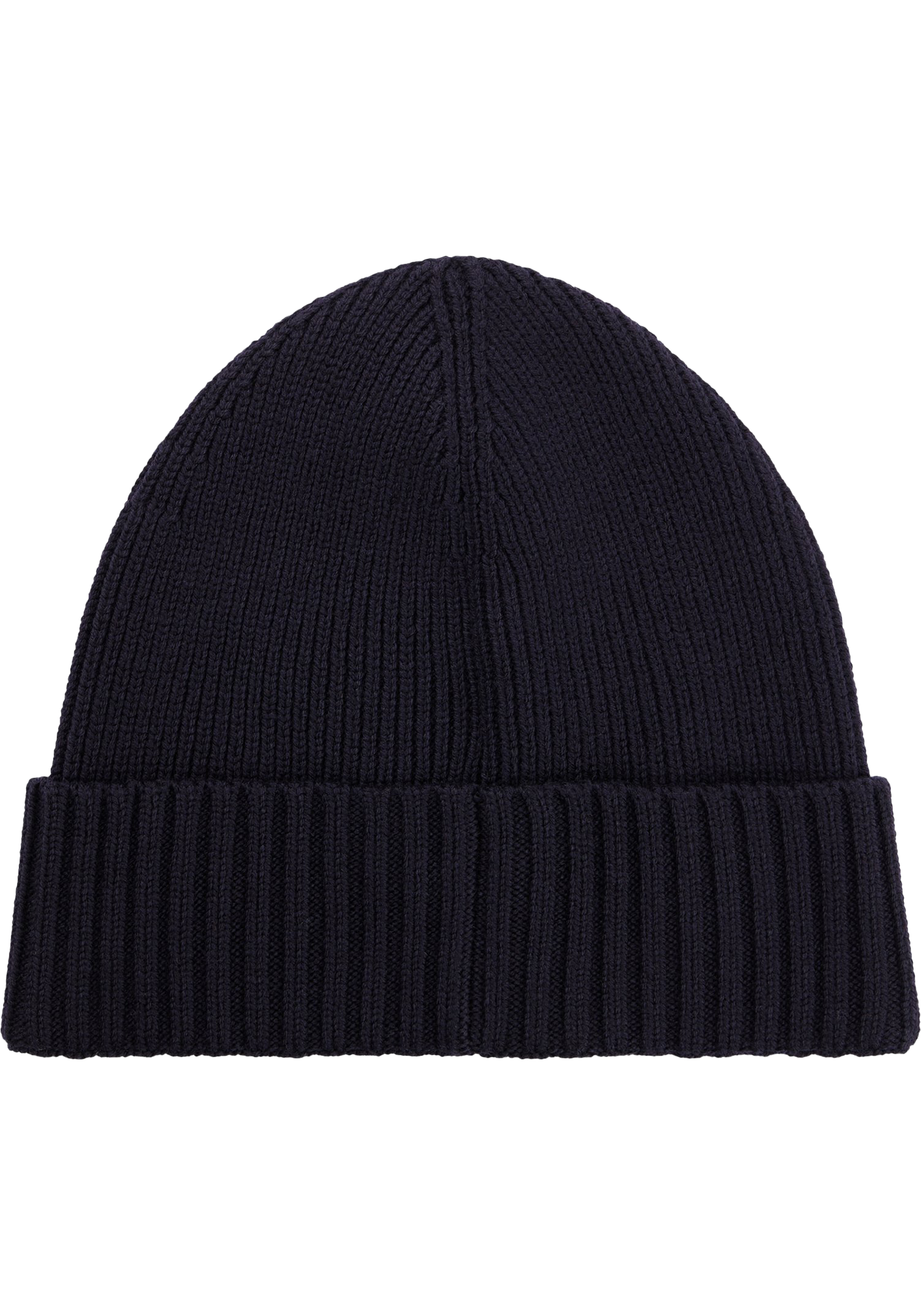 HUGO BOSS muts wol, heren muts met omslag, donkerblauw