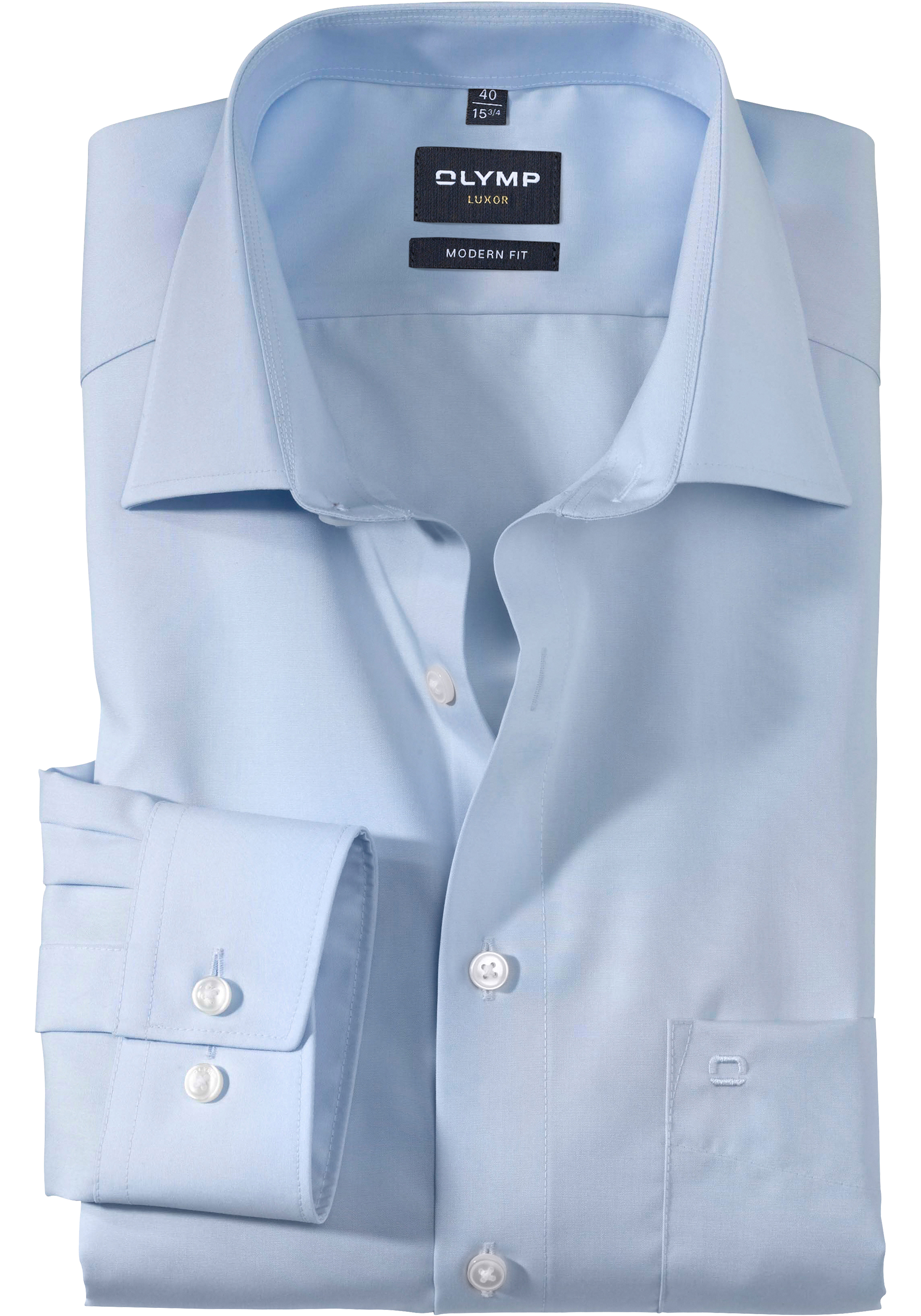 OLYMP Luxor modern fit overhemd, popeline, blauw