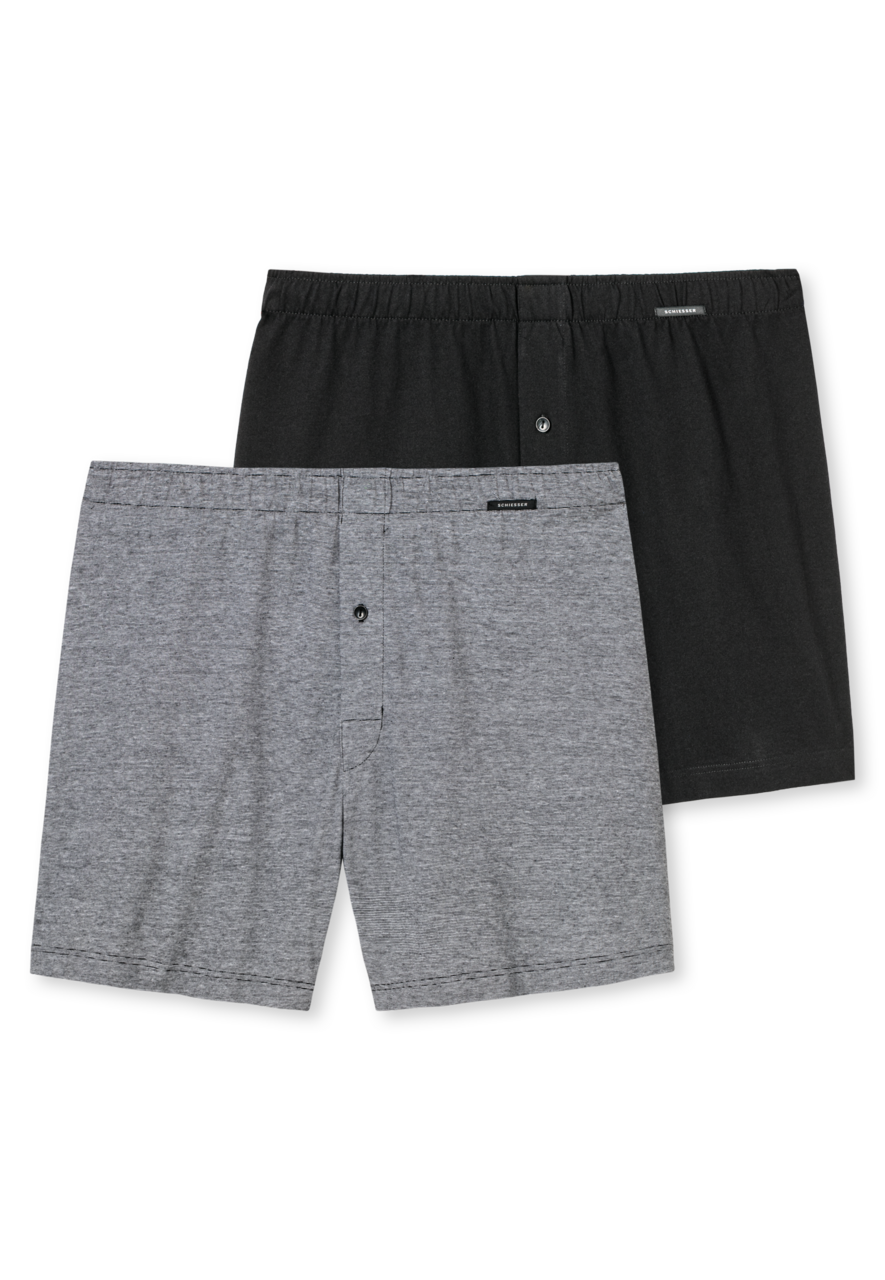 SCHIESSER Boxershorts Multipack boxer 2 pack heren boxershorts jersey zwart grijs