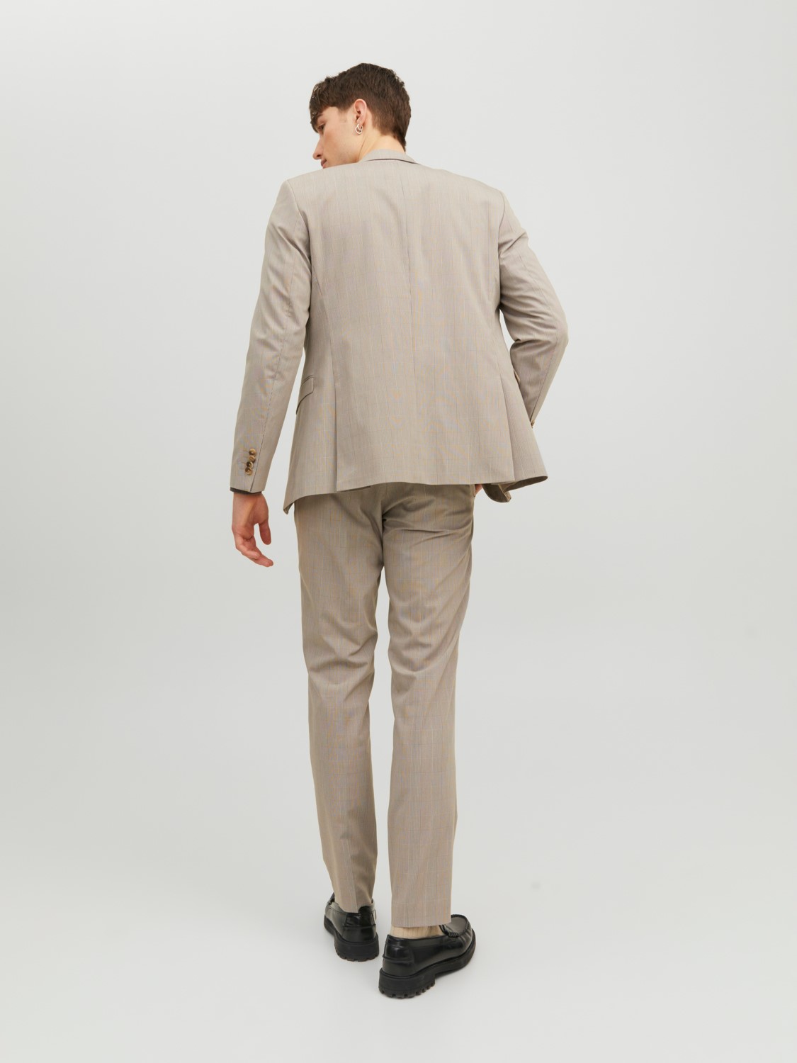 JACK & JONES Solaris Check Trouser loose fit, heren pantalon, wit Pepper