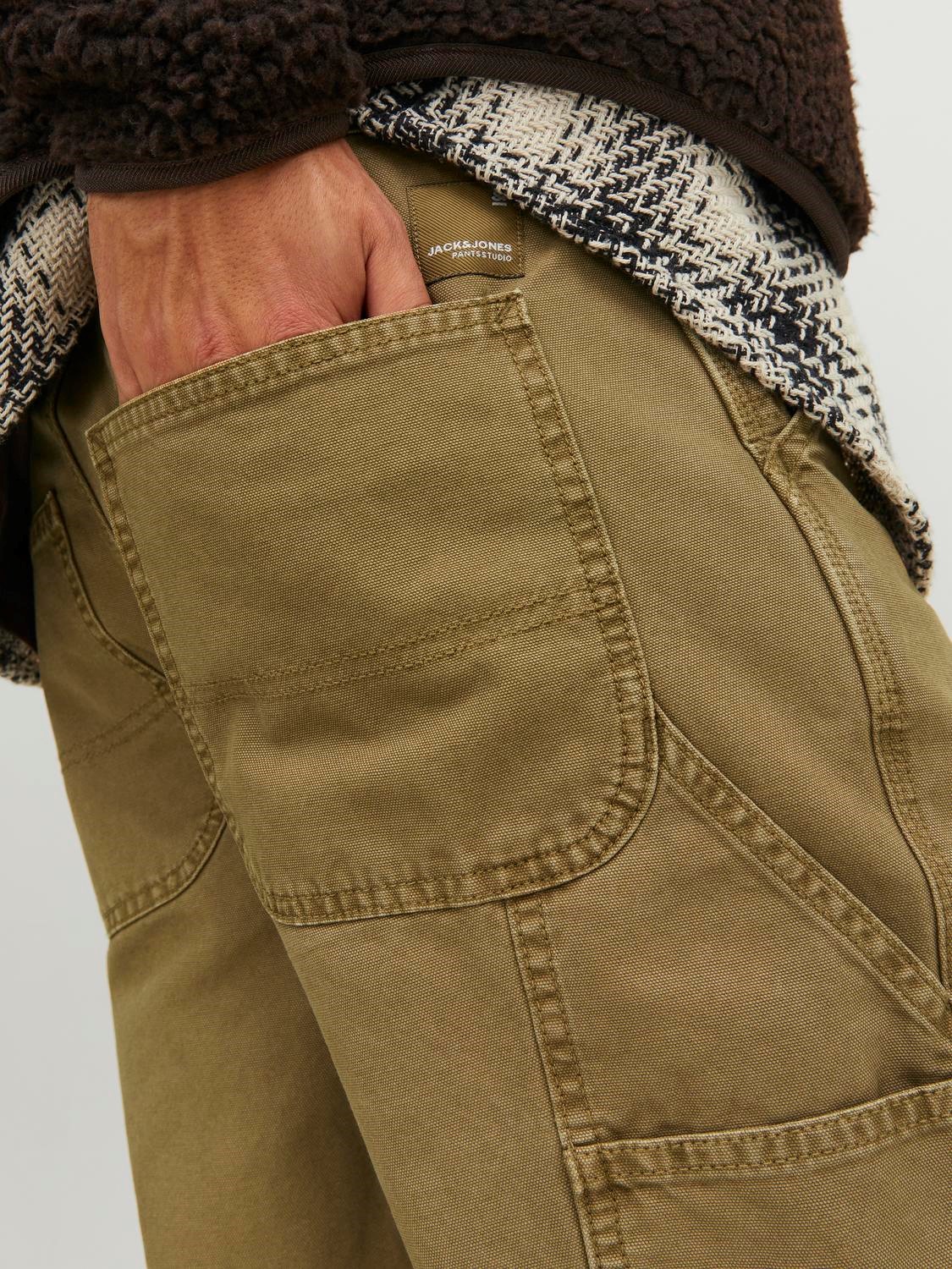 JACK & JONES Kane Washed Carpenter loose fit, heren cargo broek, camel bruin