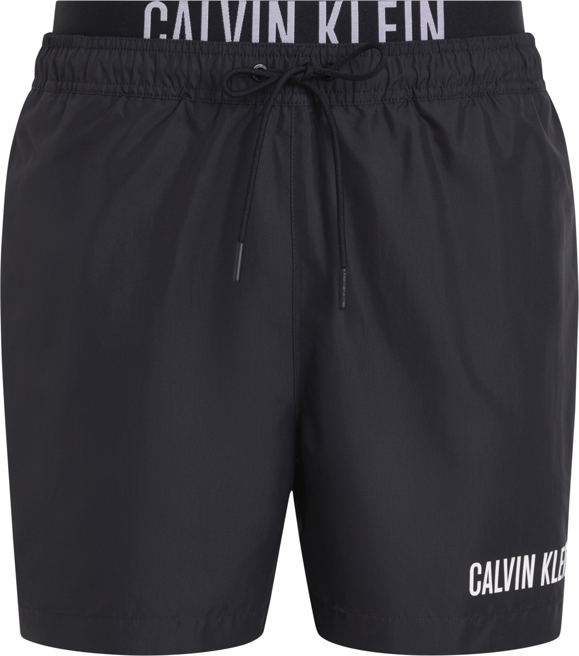 Calvin Klein Medium Drawstring double waistband swimshort, heren zwembroek, zwart