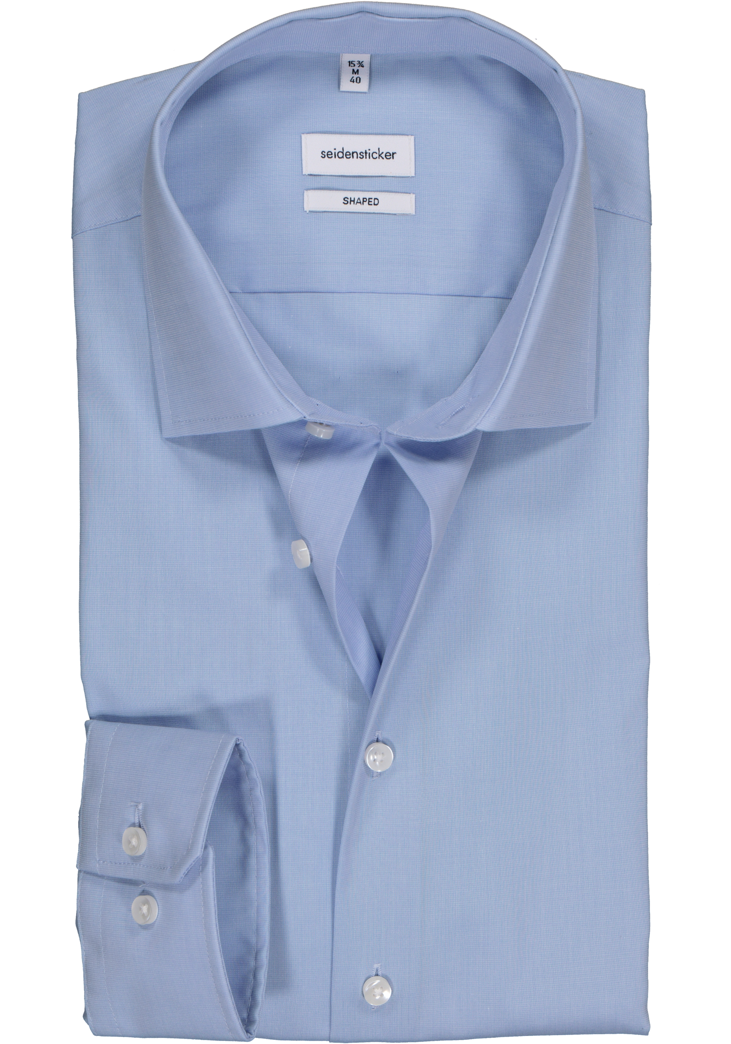 Seidensticker shaped fit overhemd, blauw fil a fil