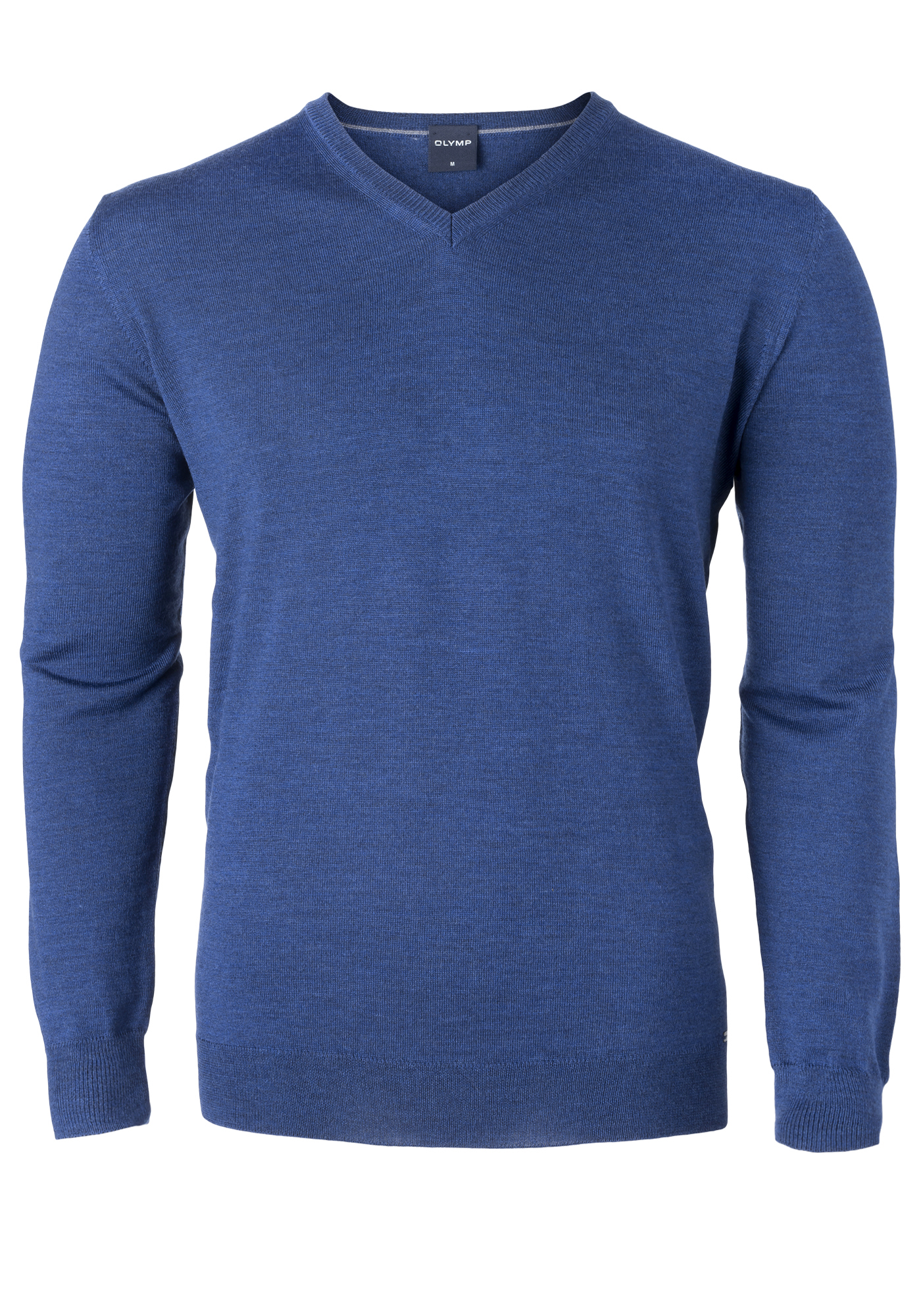 OLYMP modern fit trui wol, V-hals, indigo blauw