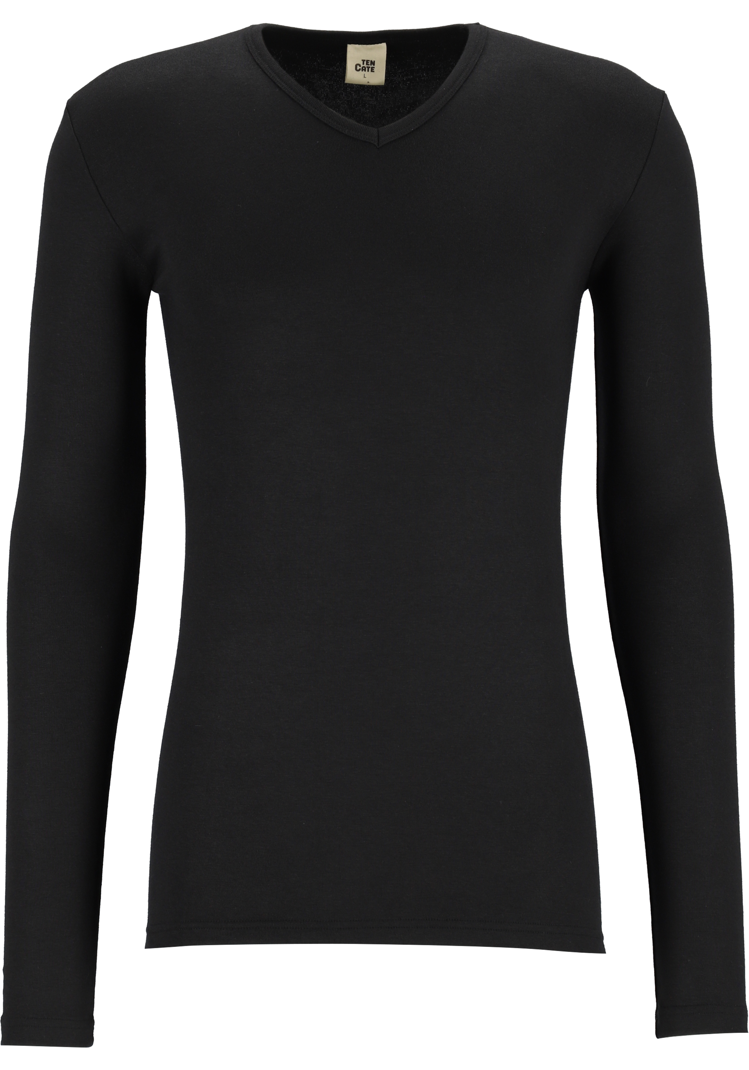 TEN CATE Thermo men V-neck long sleeve, heren thermo T-shirt lange mouw V-hals, zwart