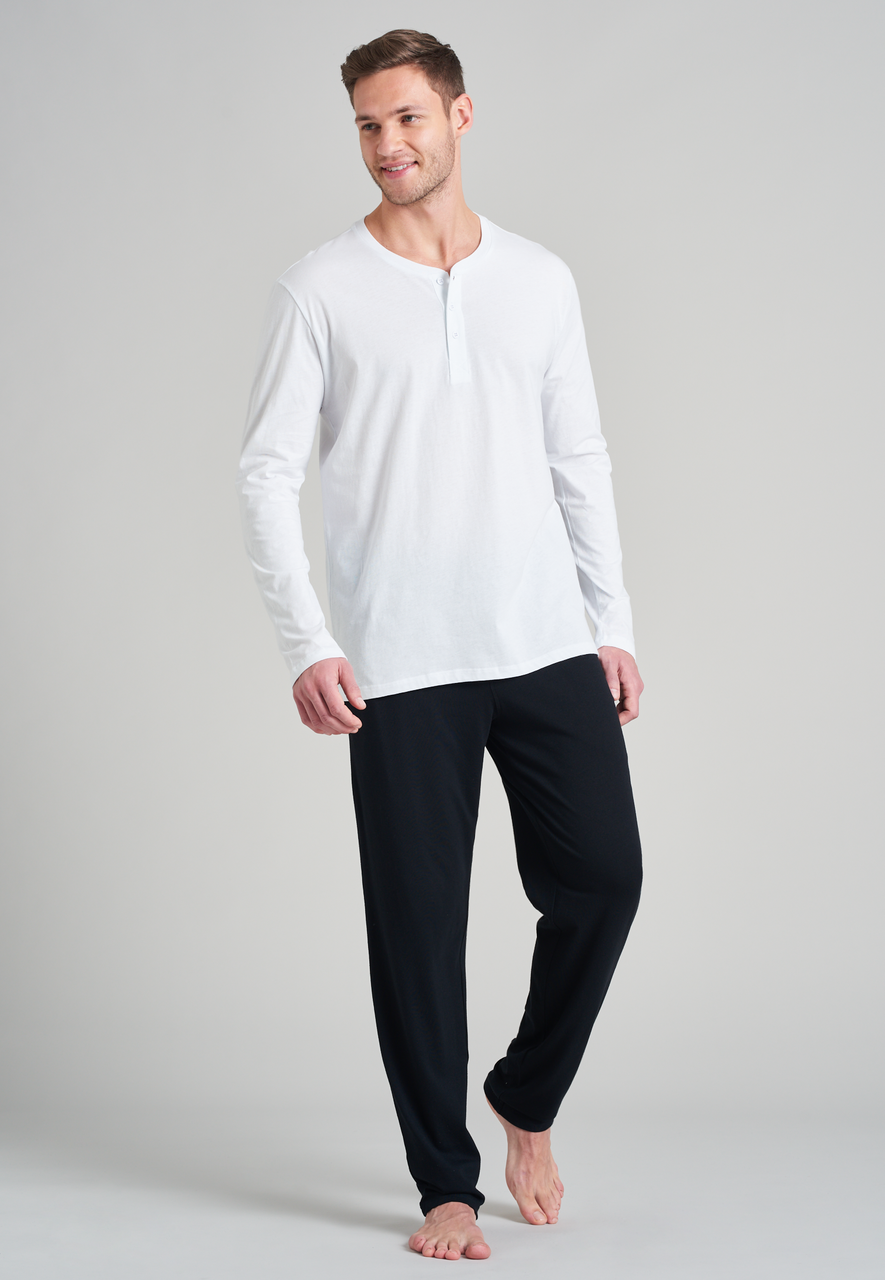 SCHIESSER Mix+Relax loungebroek lang, heren loungebroek lang jersey zwart