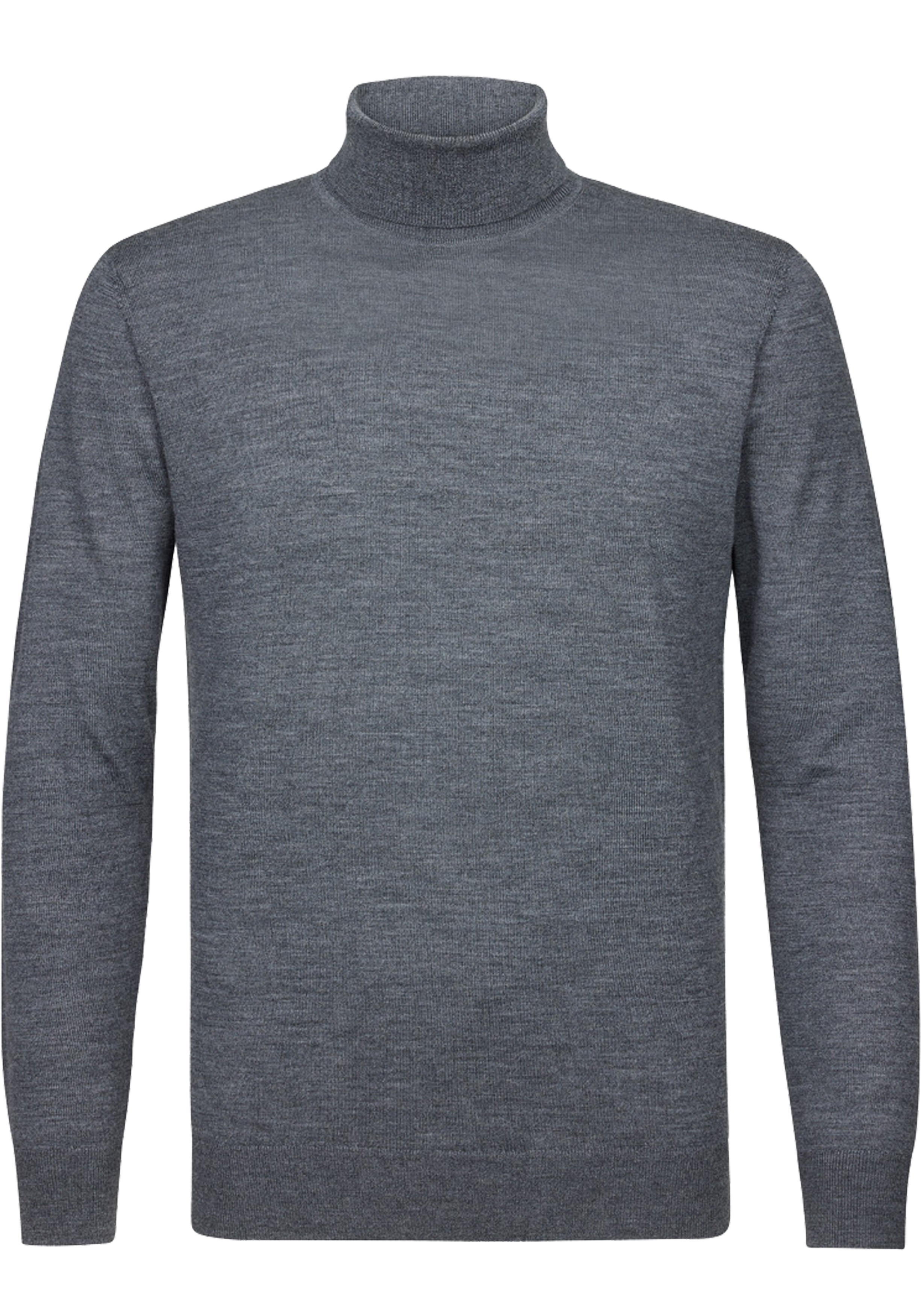 Profuomo heren trui wol, slim fit coltrui, antraciet grijs