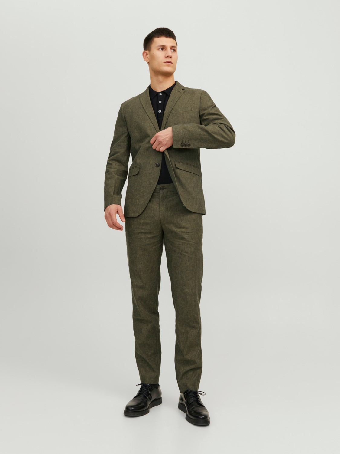 JACK & JONES Riviera Linen Trouser Fit slim fit, heren pantalon, groen