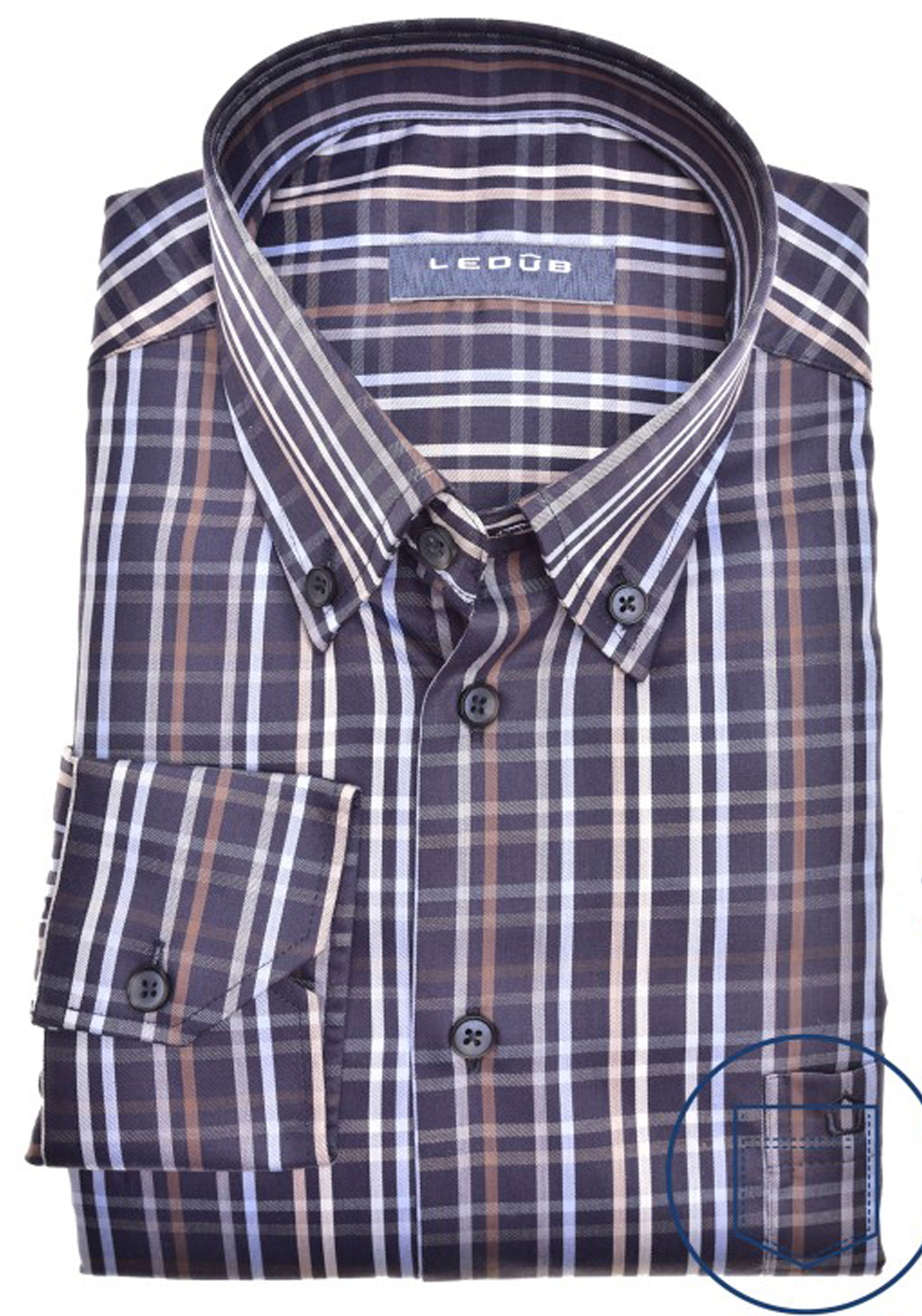 Ledub modern fit overhemd, donkerblauw