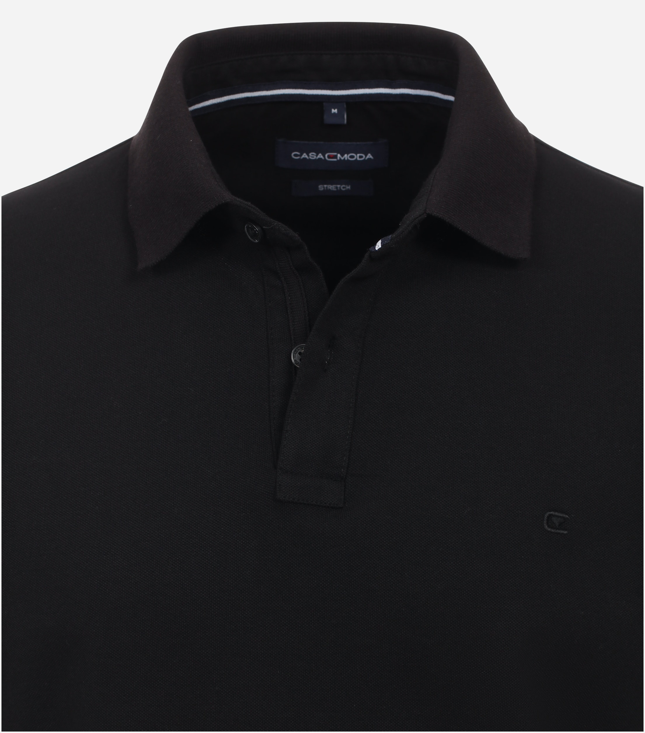 CASA MODA comfort fit polo lange mouw, zwart