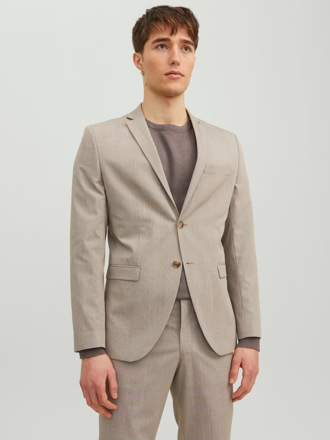 JACK & JONES Solaris Check Trouser loose fit, heren pantalon, wit Pepper