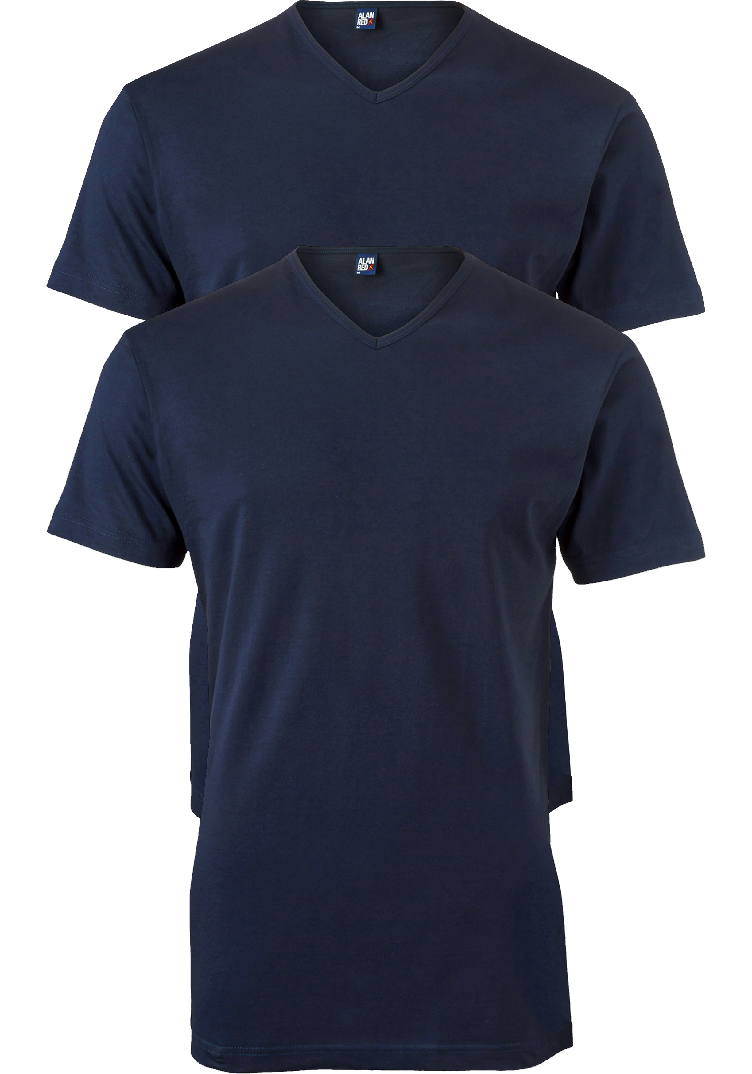 ALAN RED T-shirts Vermont extra lang (2-pack), V-hals, donker blauw 