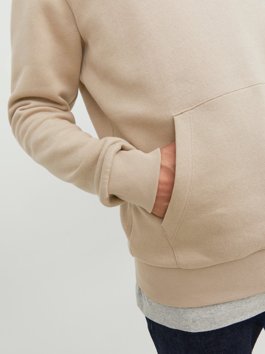 JACK & JONES Corp logo sweat hood play regular fit, heren hoodie katoenmengsel met capuchon, beige