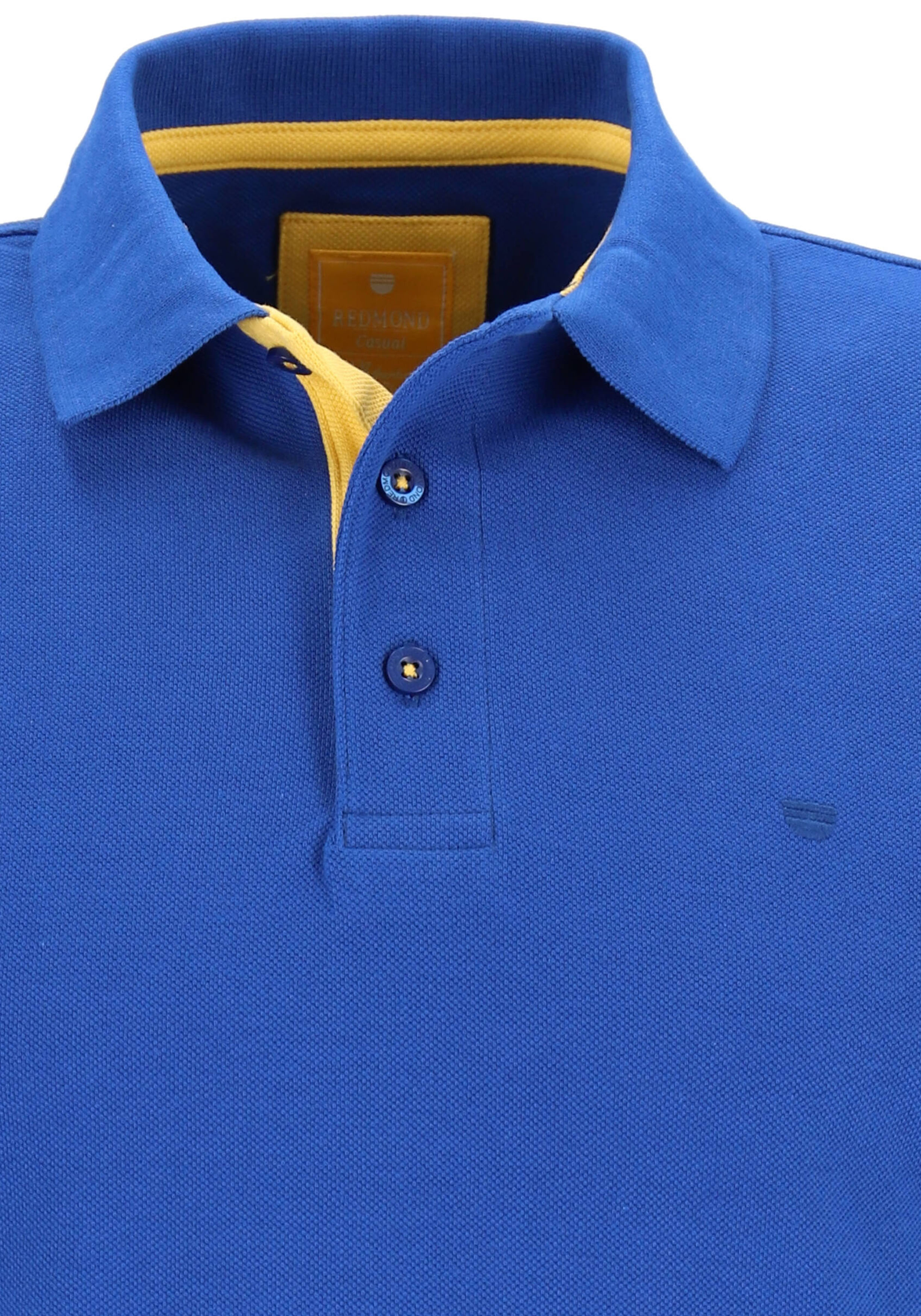 Redmond modern fit poloshirt, blauw (geel contrast)