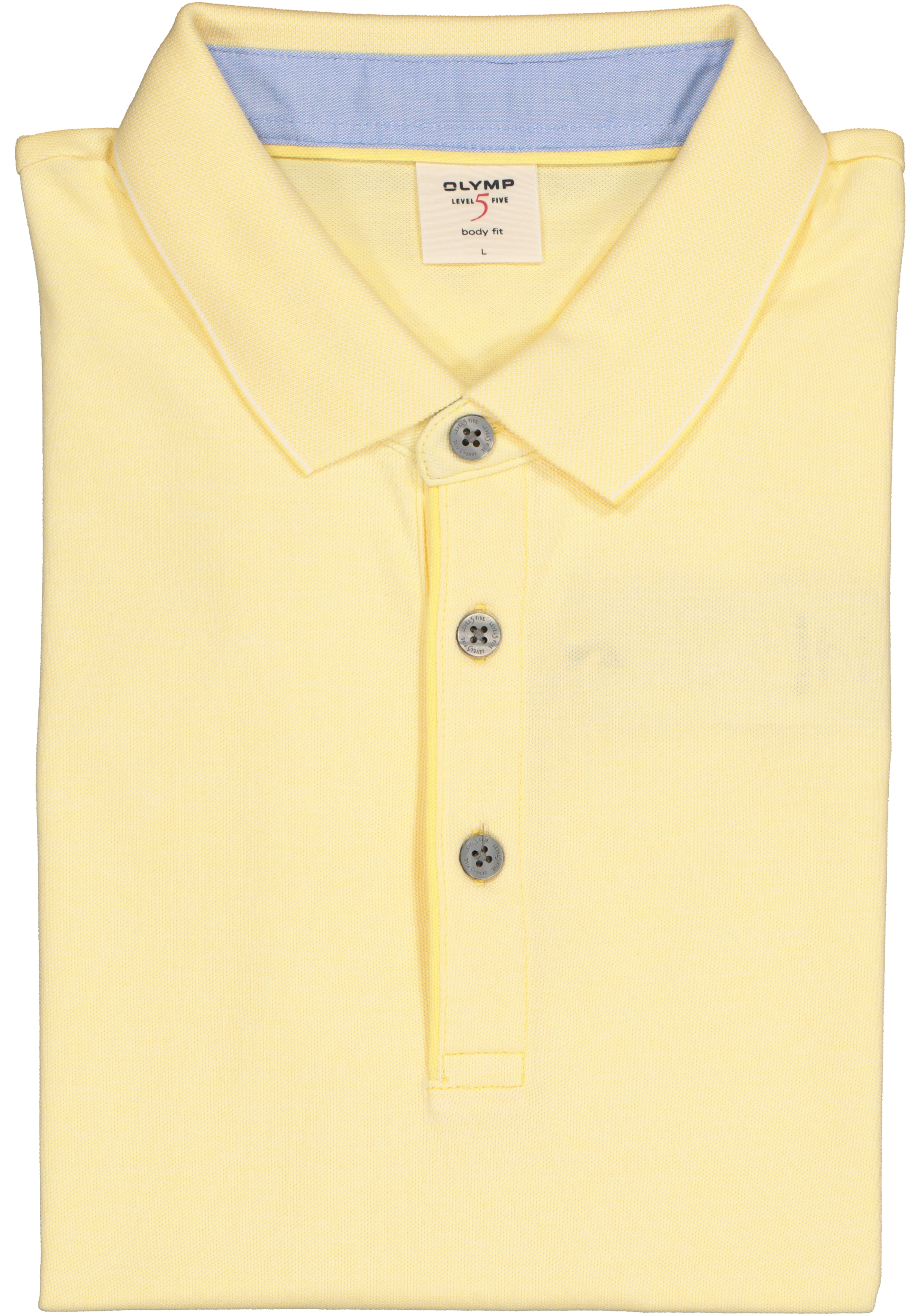 OLYMP Level 5 body fit poloshirt, stretch, geel melange
