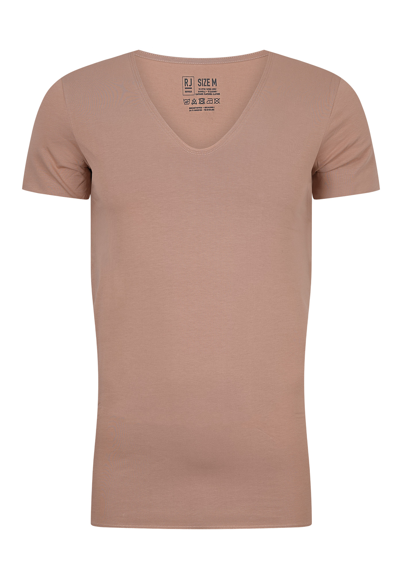 RJ Bodywear Everyday Tilburg T-shirts (2-pack), heren stretch T-shirt diepe V-hals, huidskleur (raw edge)