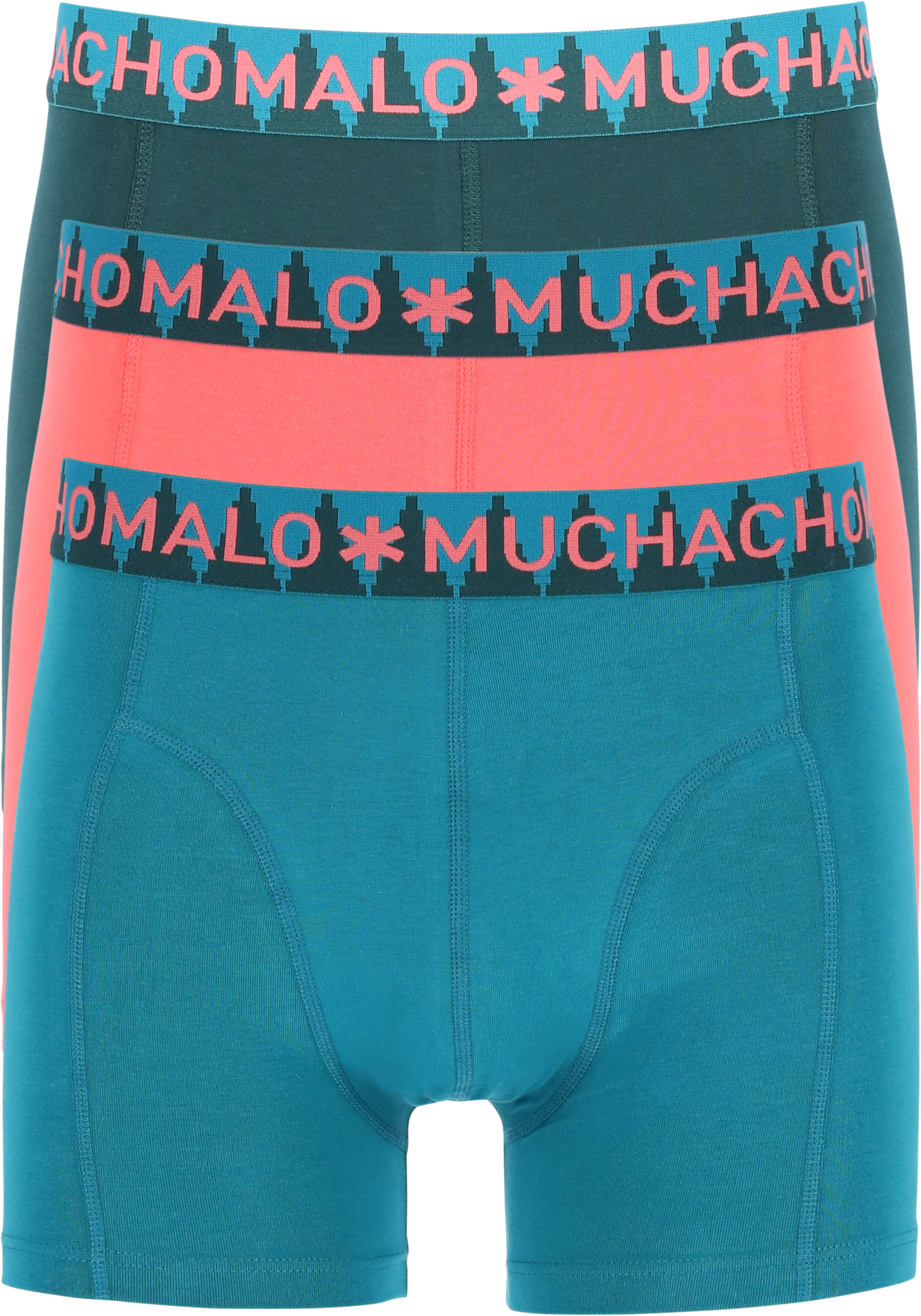 Muchachomalo heren boxershorts (3-pack), heren boxers normale lengte Solid, groen, rood, grijs