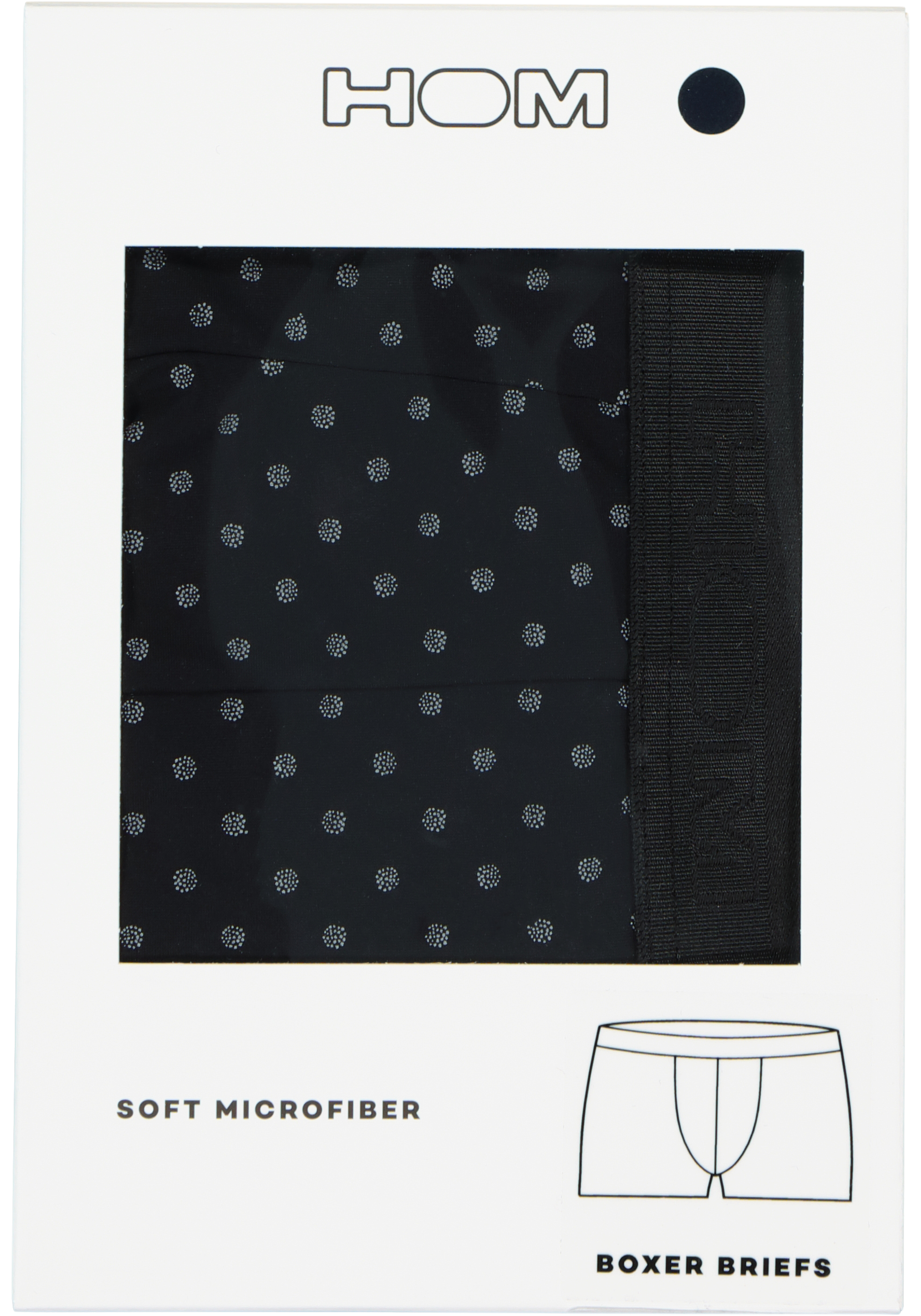 HOM Max boxer briefs (1-pack), heren boxer microfiber kort, zwart dessin
