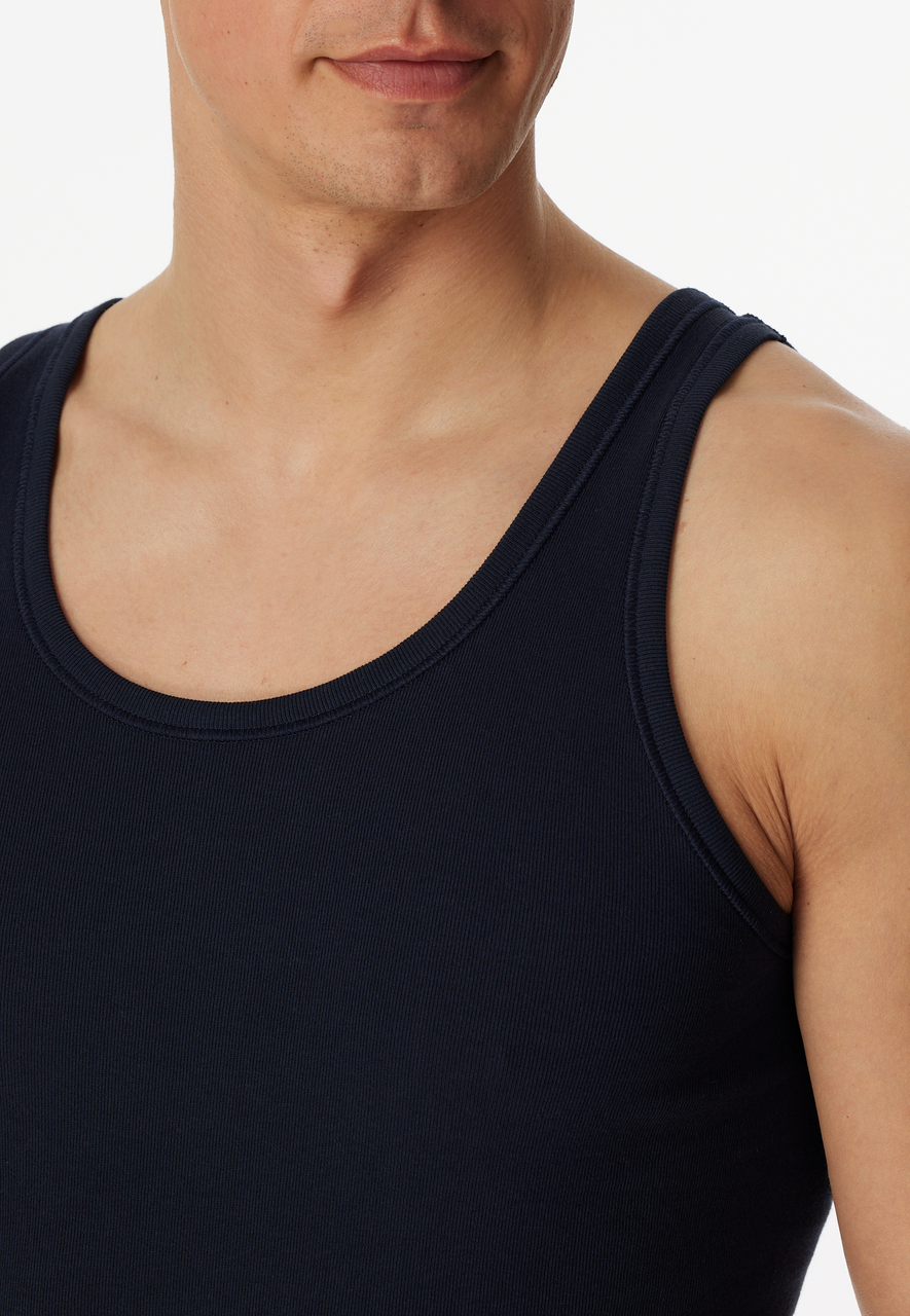 SCHIESSER Cotton Essentials singlet (2-pack), heren onderhemden navy blauw