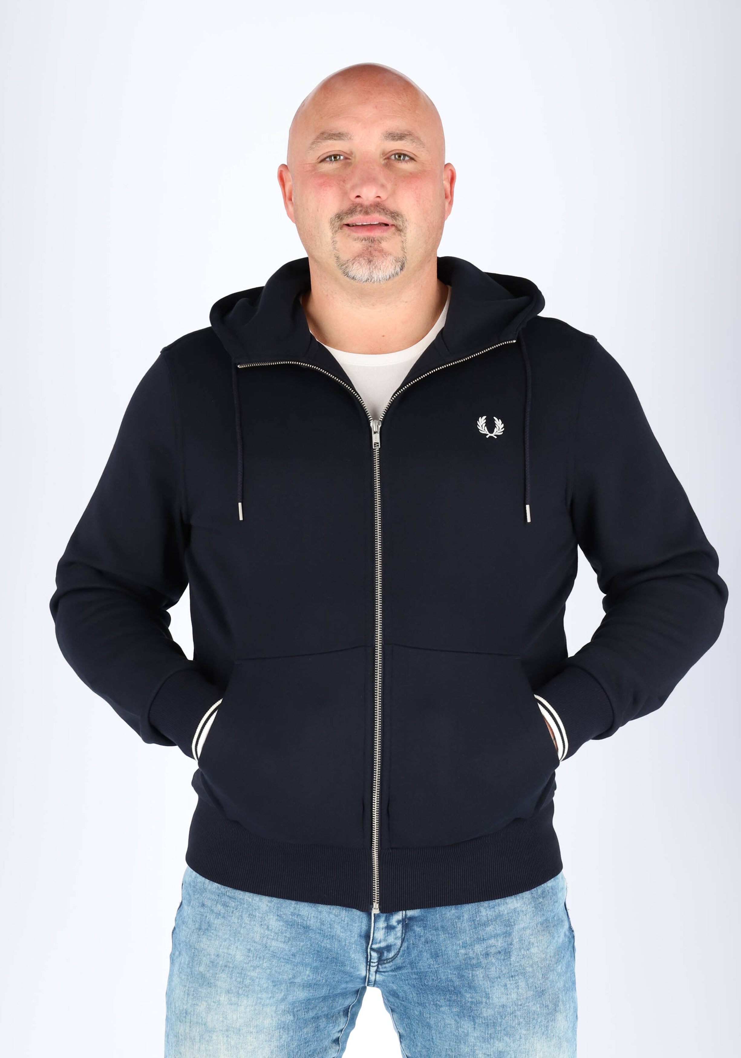 Fred Perry hoodie sweatvest, blauw