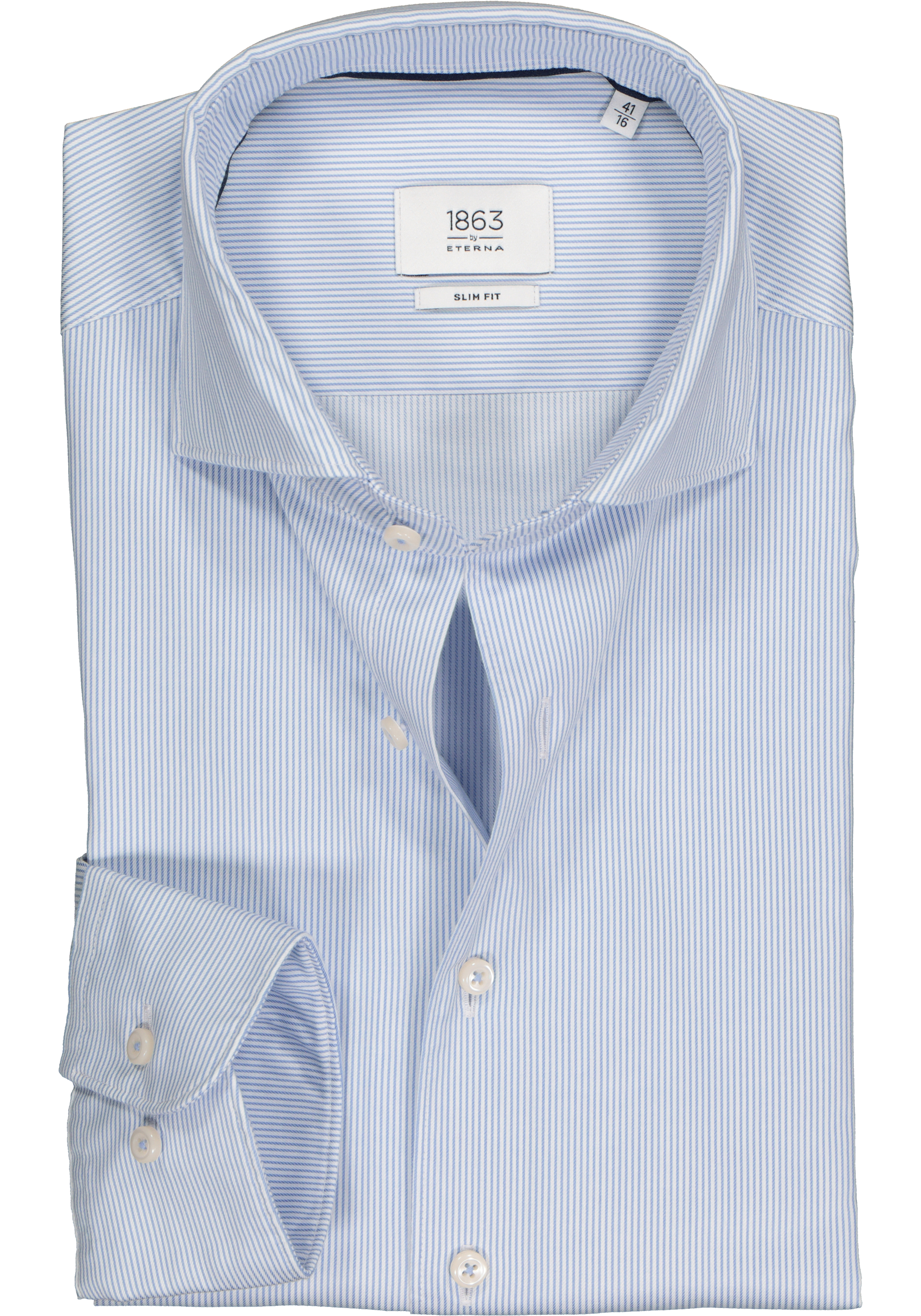 ETERNA 1863 slim fit casual Soft tailoring overhemd, twill heren overhemd, blauw met wit gestreept