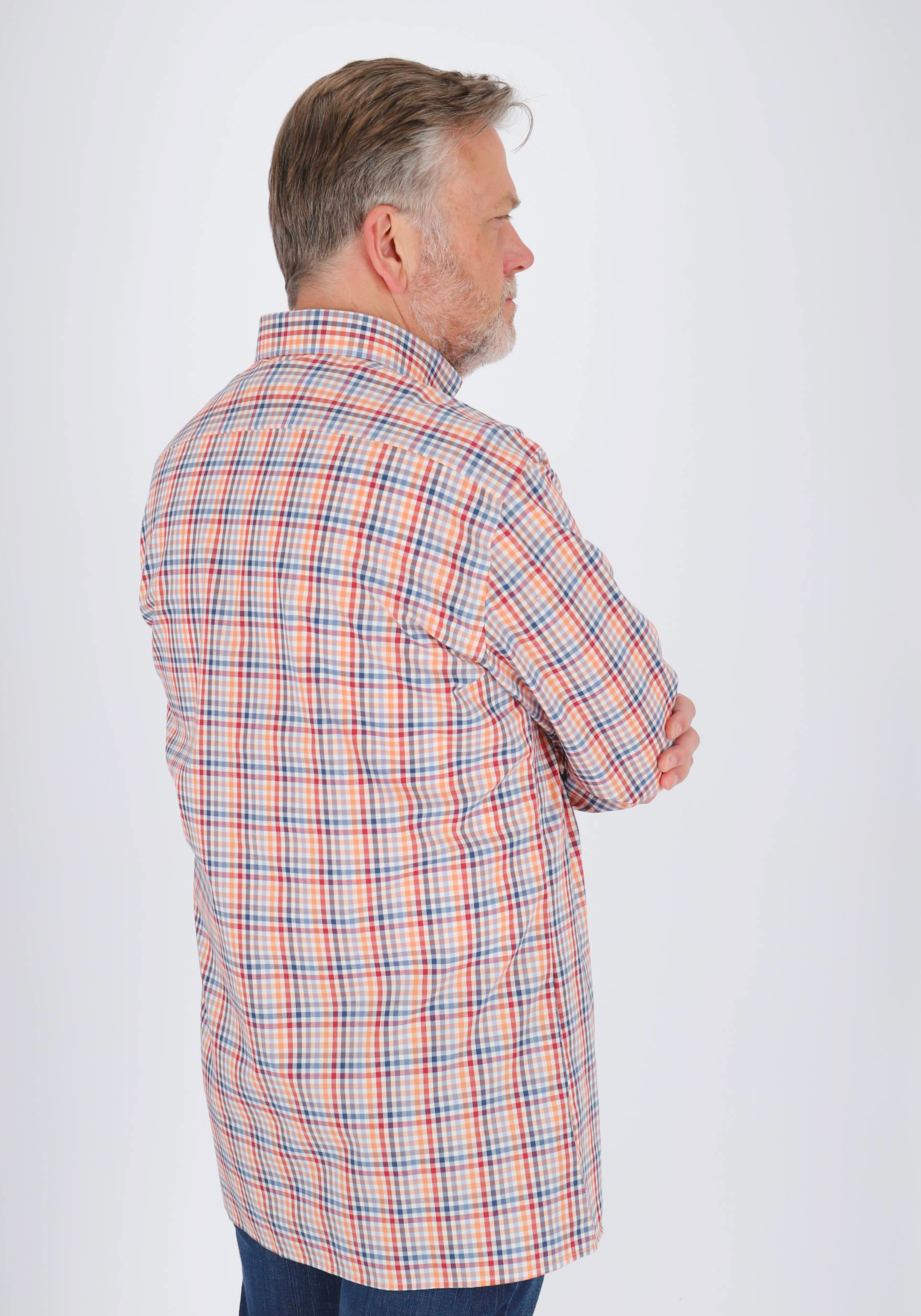 MARVELIS modern fit overhemd, popeline, rood geruit