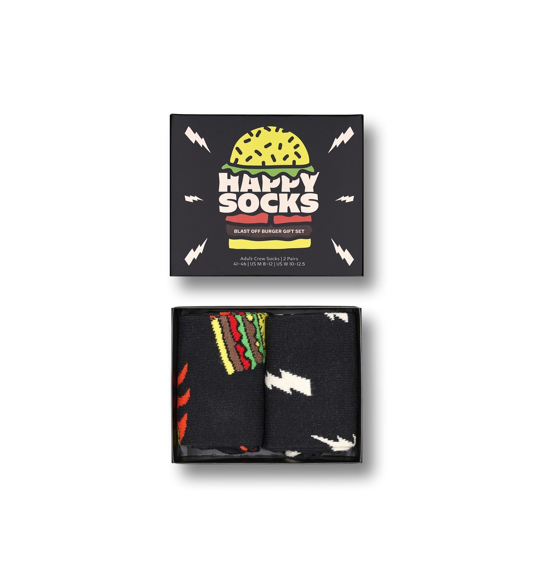 Happy Socks Blast Off Burger Socks Gift Set (2-pack), unisex sokken in cadeauverpakking