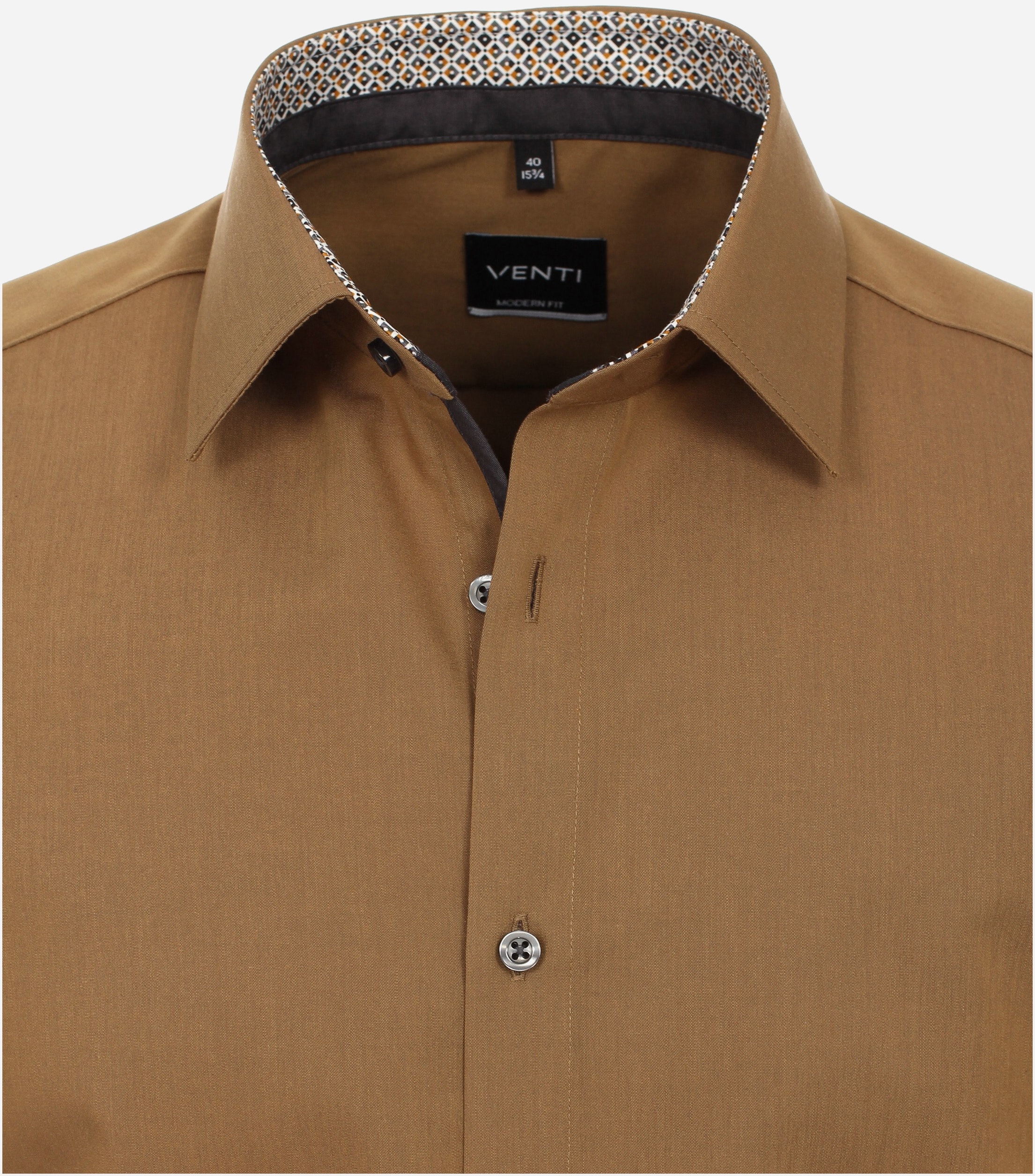 VENTI modern fit overhemd, popeline, okergeel