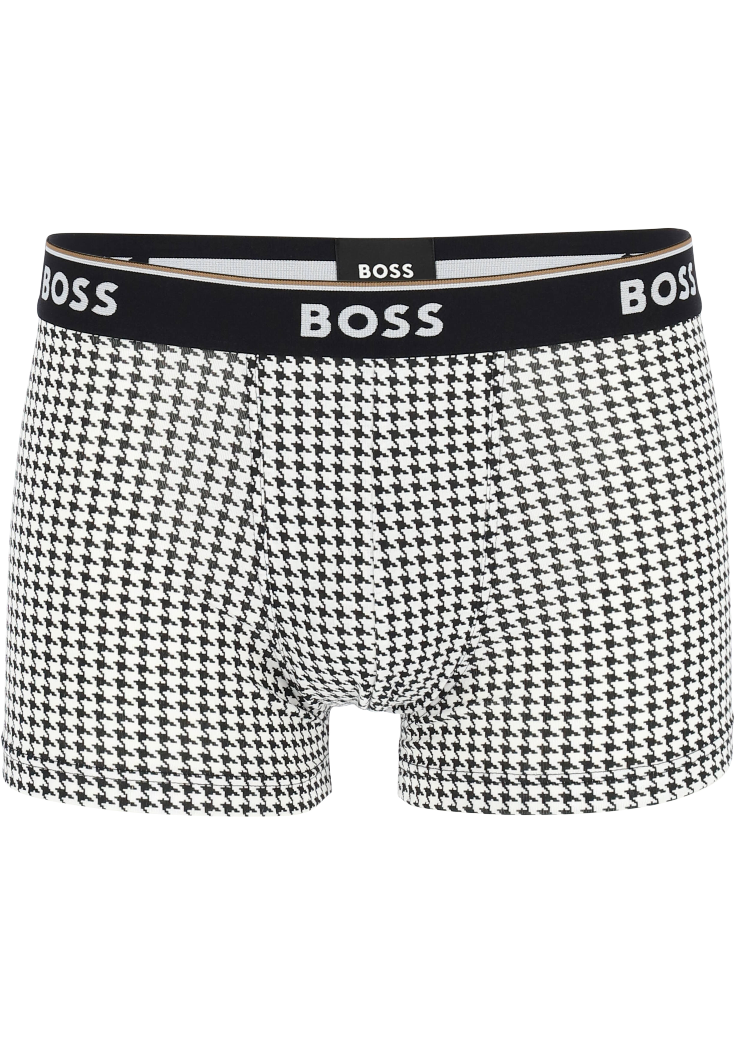 HUGO BOSS Power trunks (3-pack), heren boxers kort, rood-zwart geruit, zwart en zwart-wit geruit