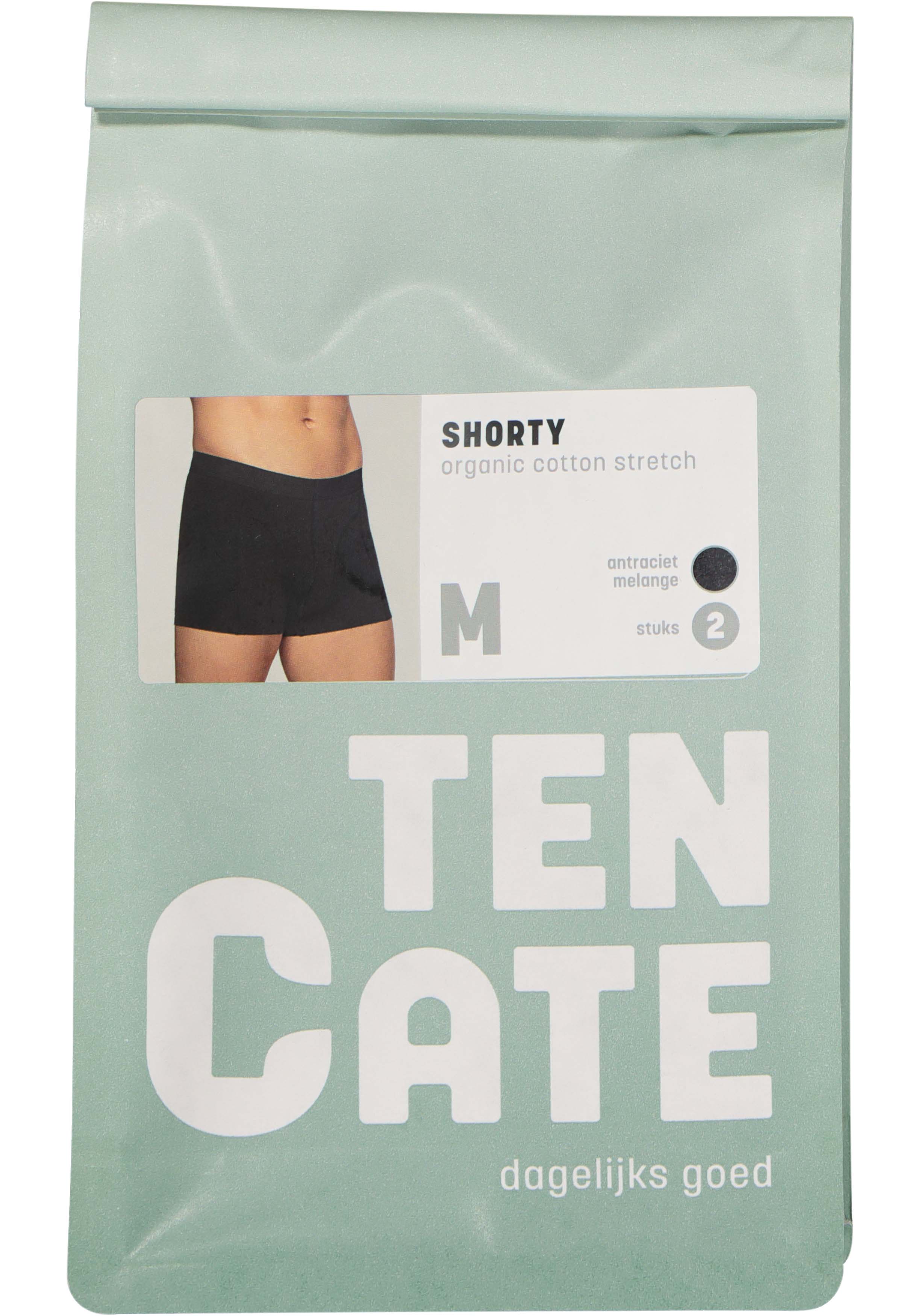 TEN CATE Basics men shorty (2-pack), heren boxers kort, antraciet grijs melange