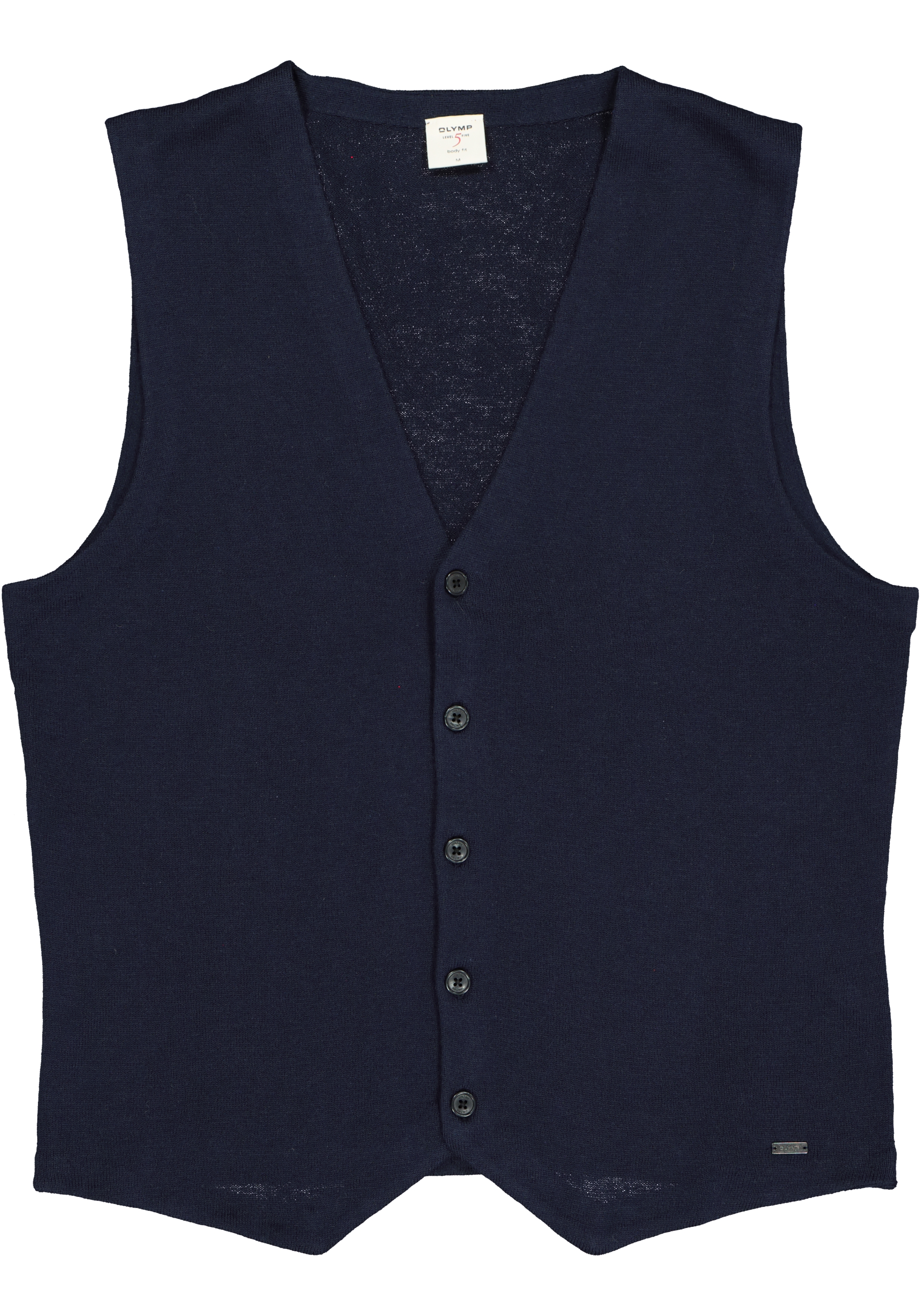 OLYMP Level 5 body fit gilet, wol met zijde, blauw mouwloos vest