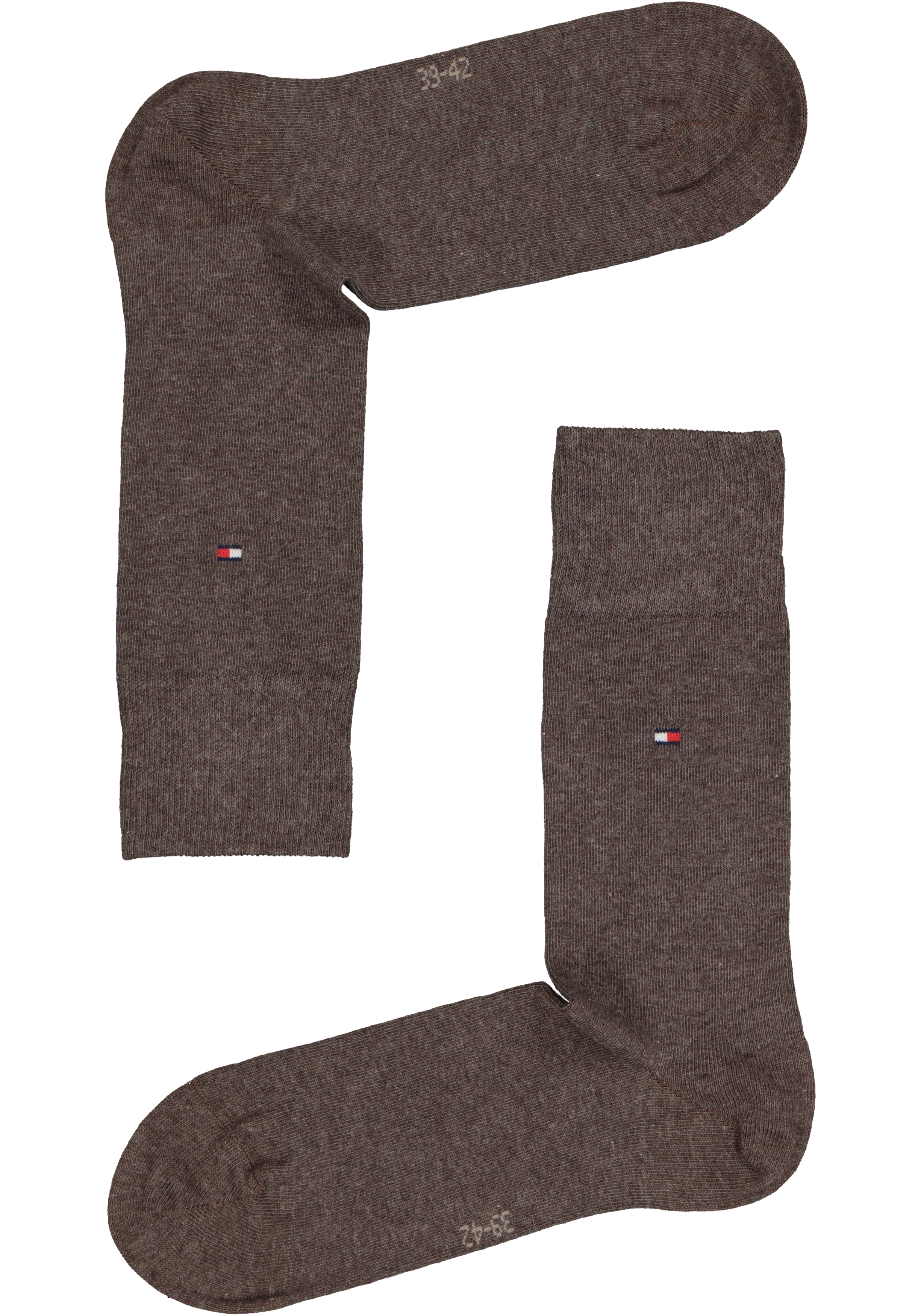 Tommy Hilfiger Check Socks (2-pack), herensokken katoen, geruit en uni, bruin