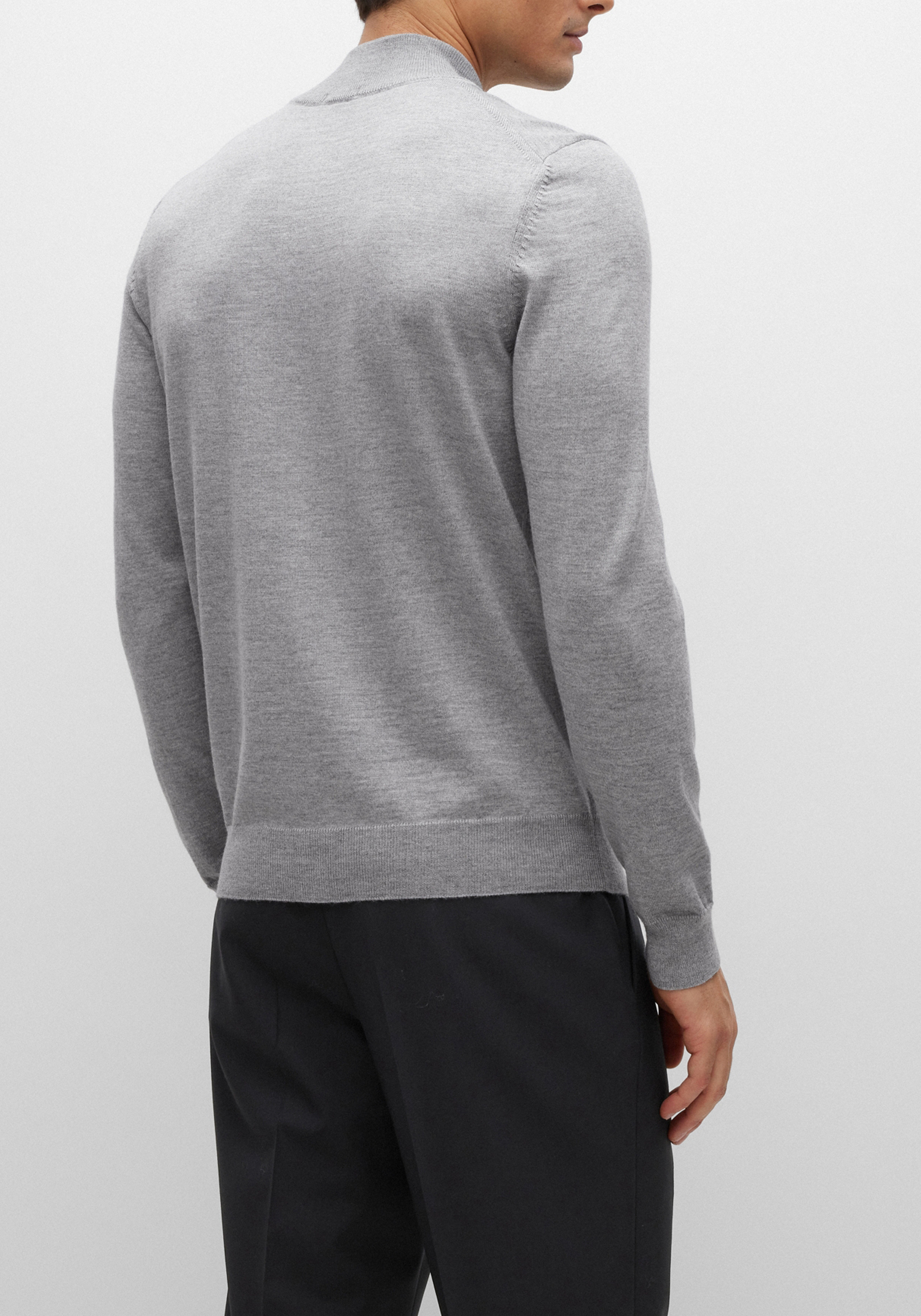BOSS Balonso regular fit vest wol, heren vest middeldik, zilver