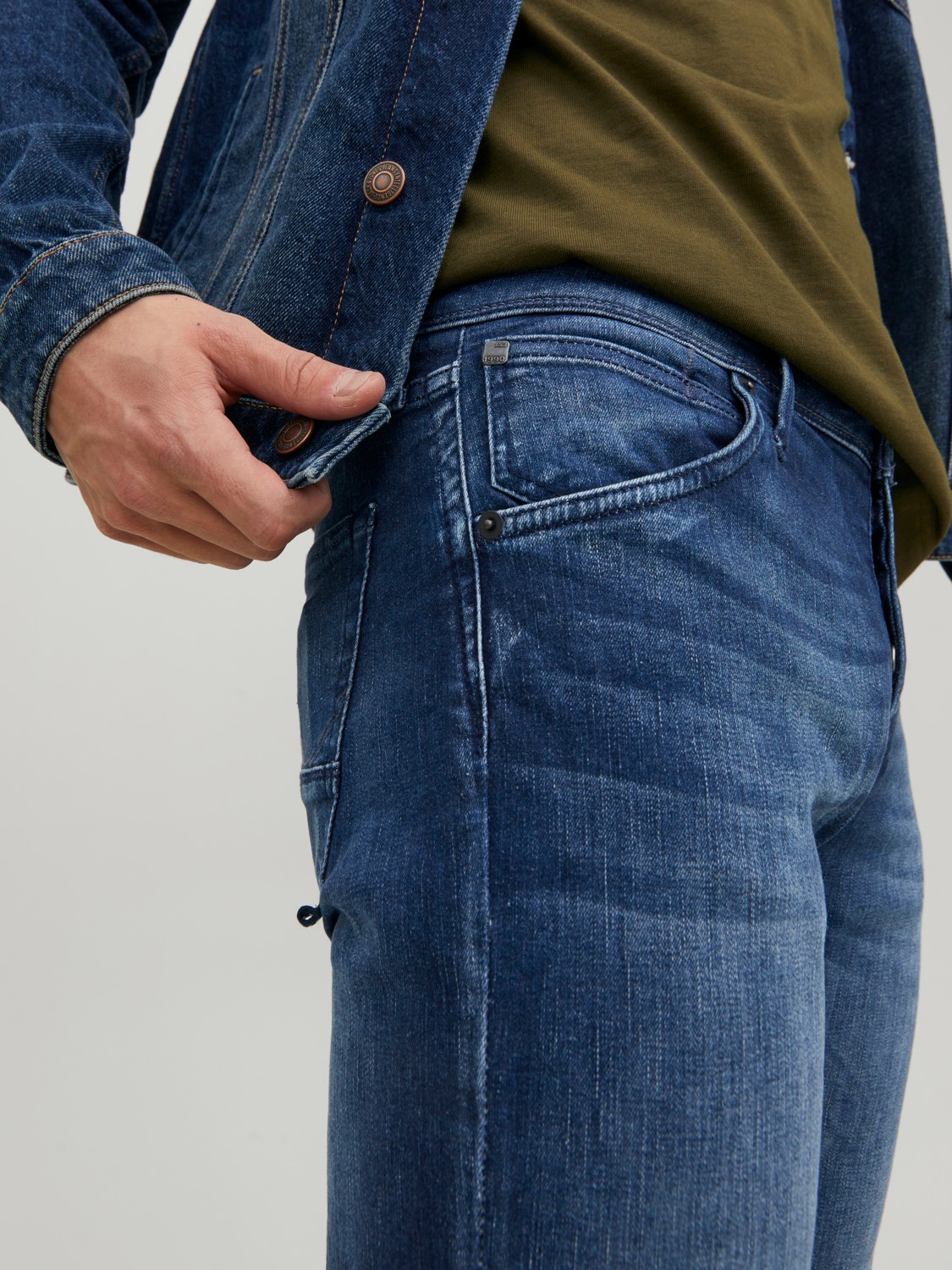 JACK & JONES Glenn Fox Jos loose fit, heren jeans, denimblauw