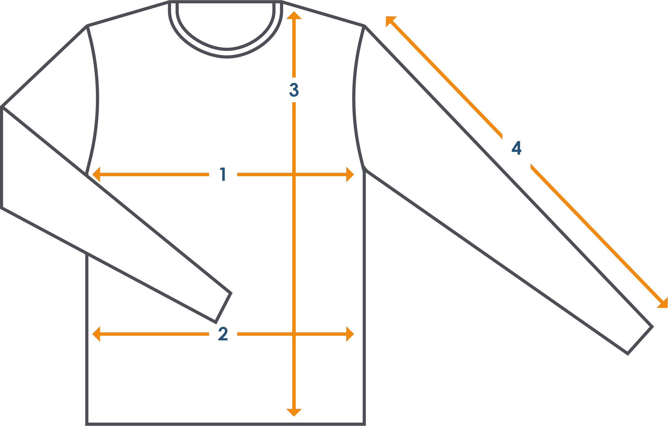Meetinstructies t-shirt lange mouw Meetinstructies t-shirt lange mouw