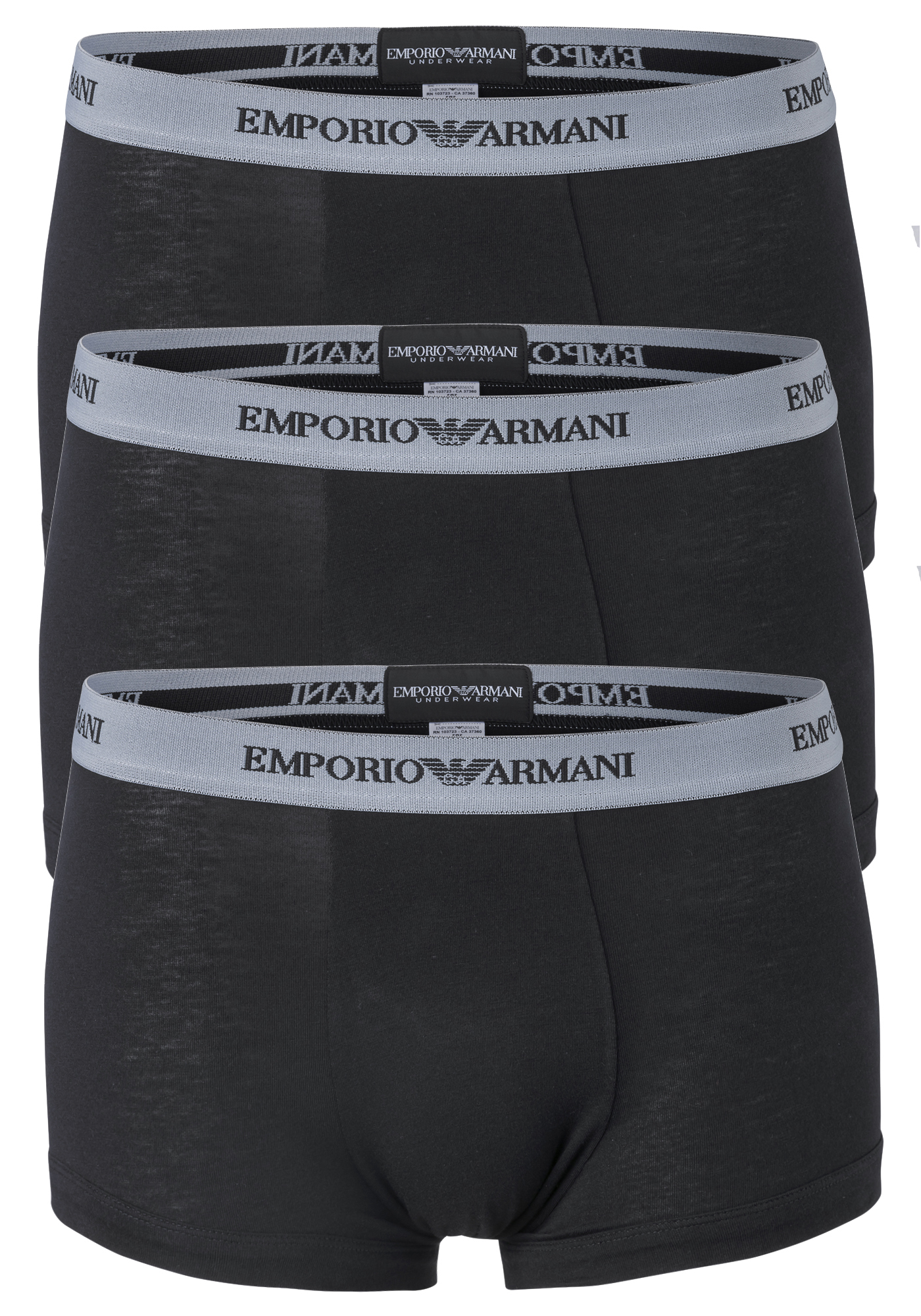 Emporio Armani Trunks Essential Core (3-pack), heren boxers kort, zwart 
