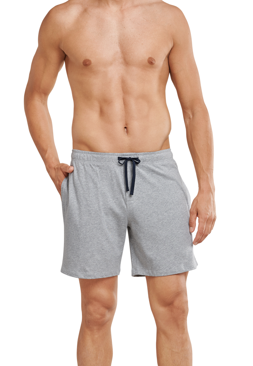 SCHIESSER Mix+Relax loungebroek kort, heren long boxer jersey grijs-melange