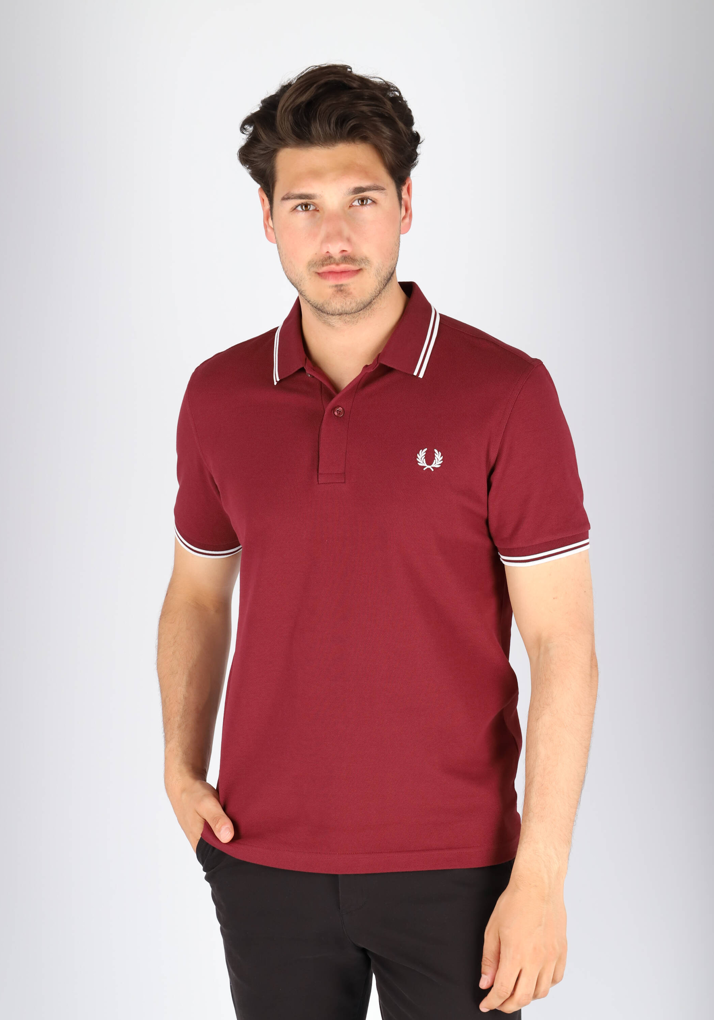 Fred Perry M3600 polo twin tipped shirt, heren polo Port / White / White