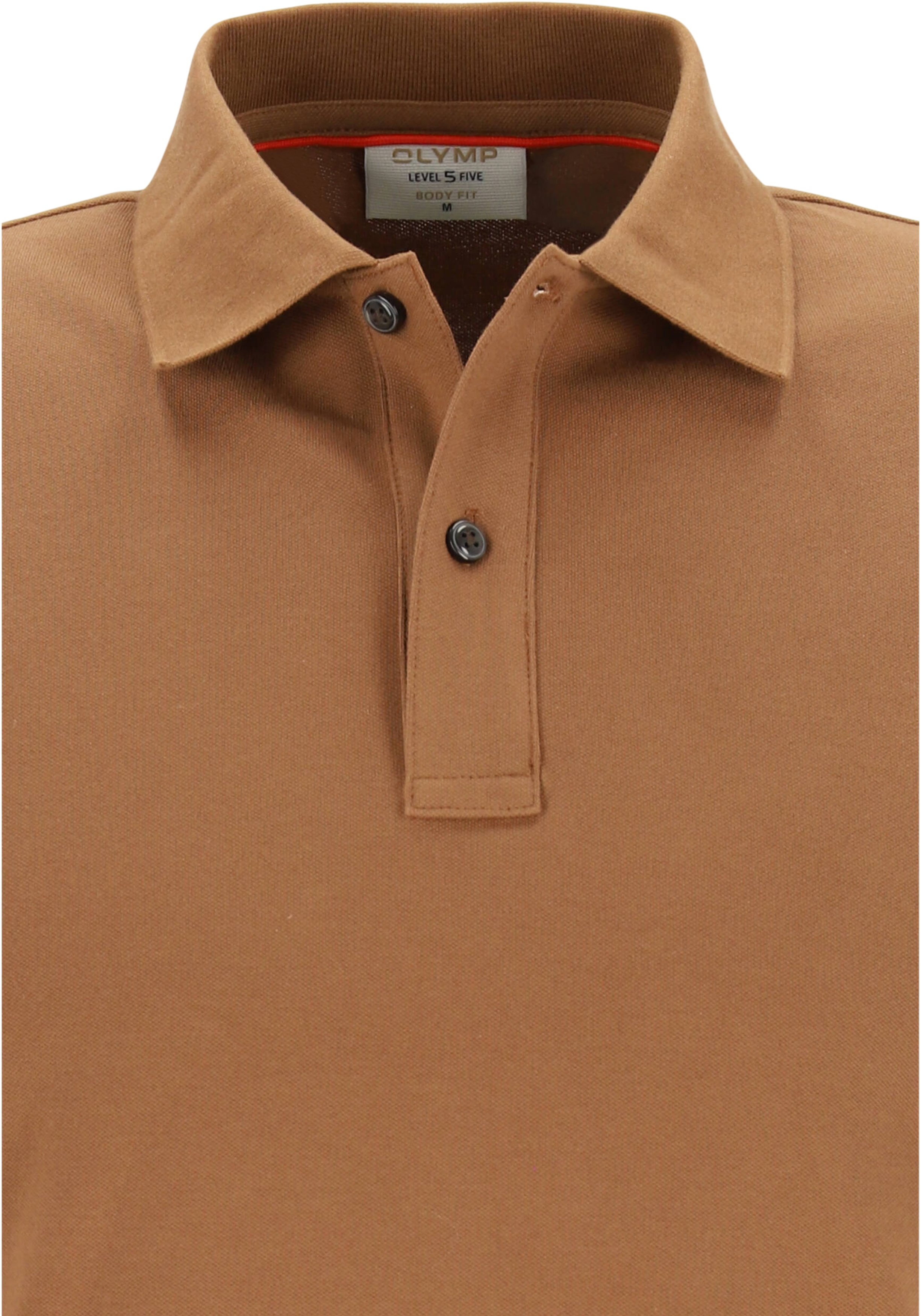 OLYMP Polo Level 5 Classic, slim fit polo, lichtbruin