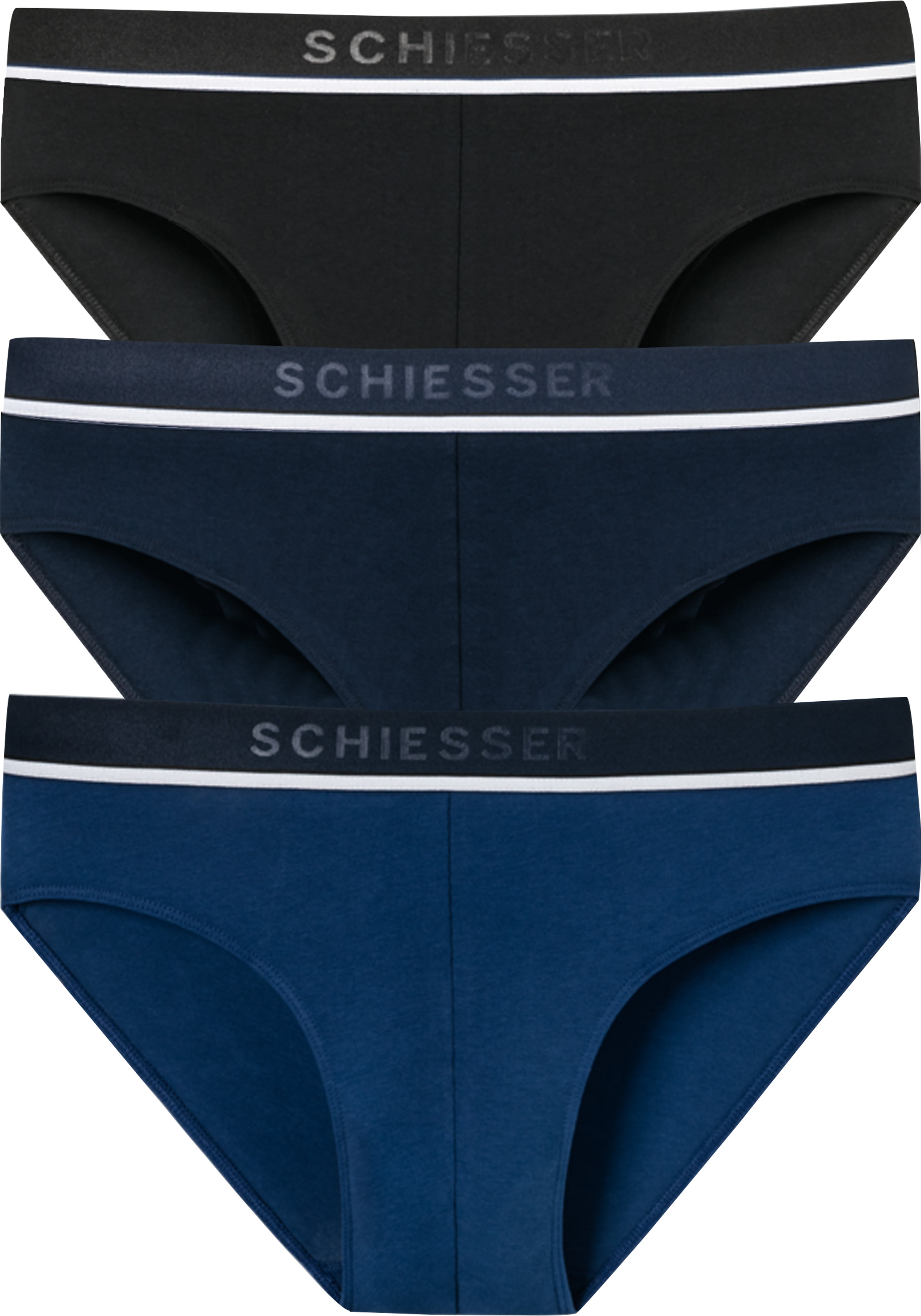 SCHIESSER 95/5 rioslips (3-pack), zwart, blauw en donkerblauw