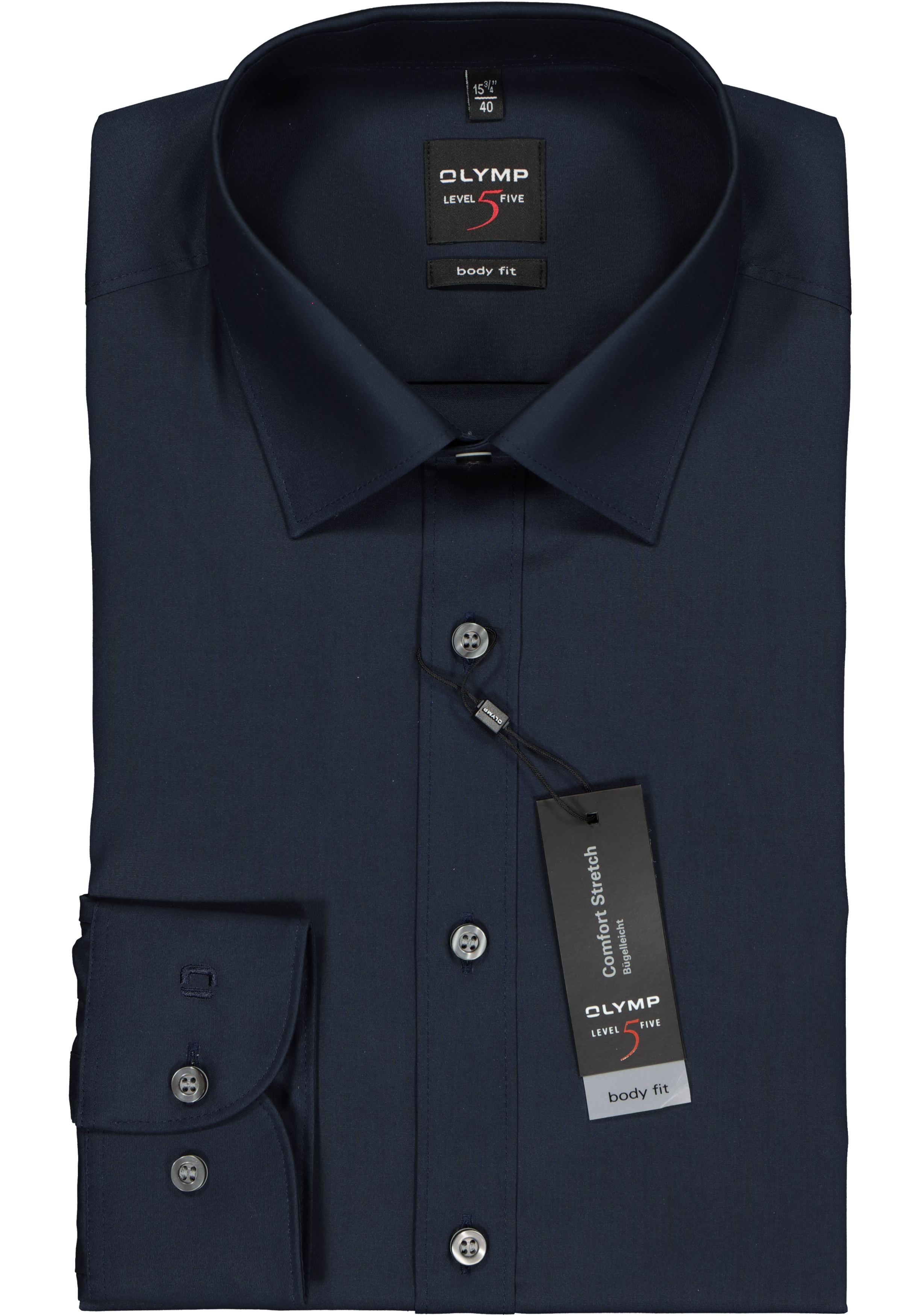 OLYMP Level 5 body fit overhemd, nacht blauw