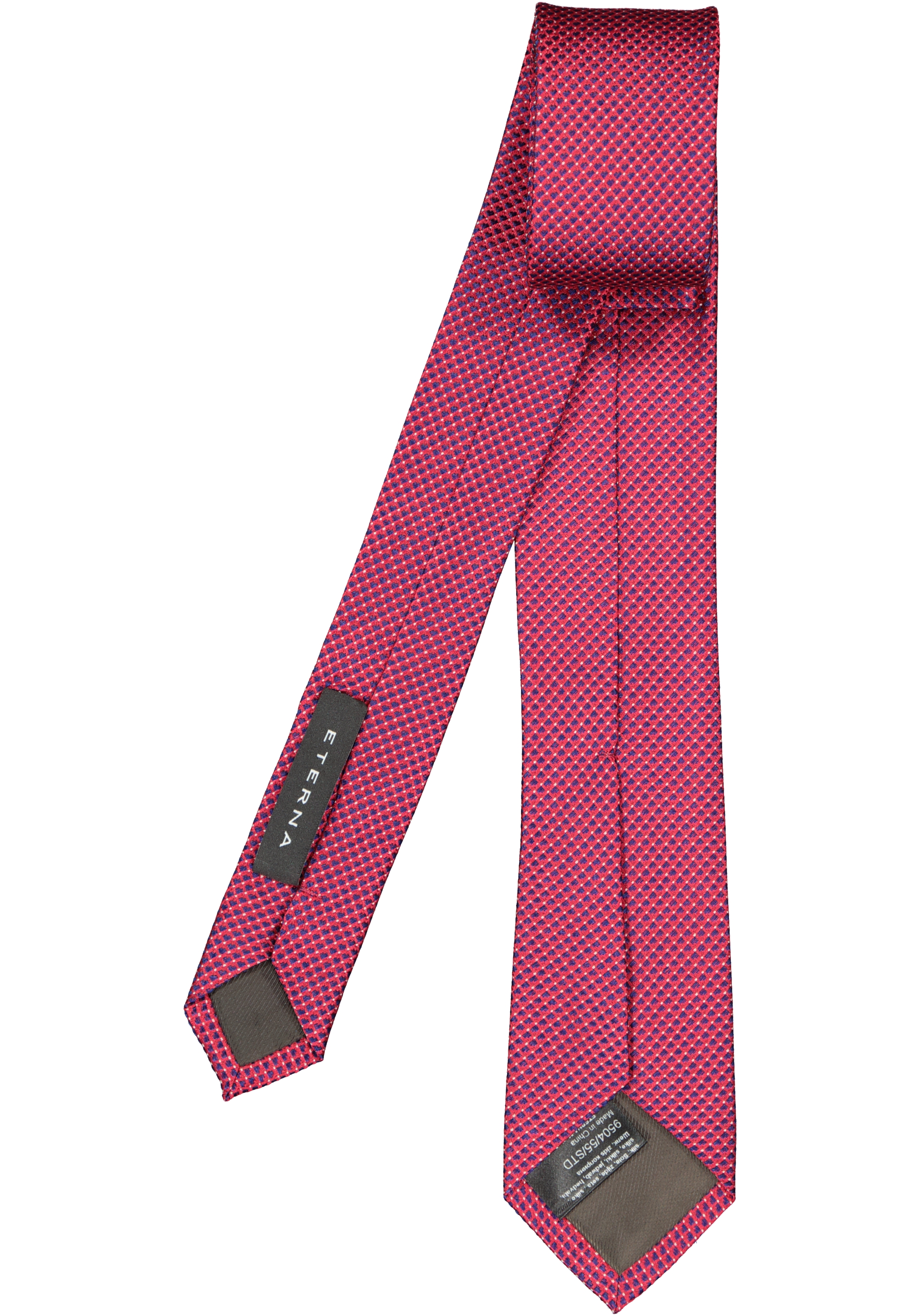 ETERNA smalle stropdas, rood met blauw structuur