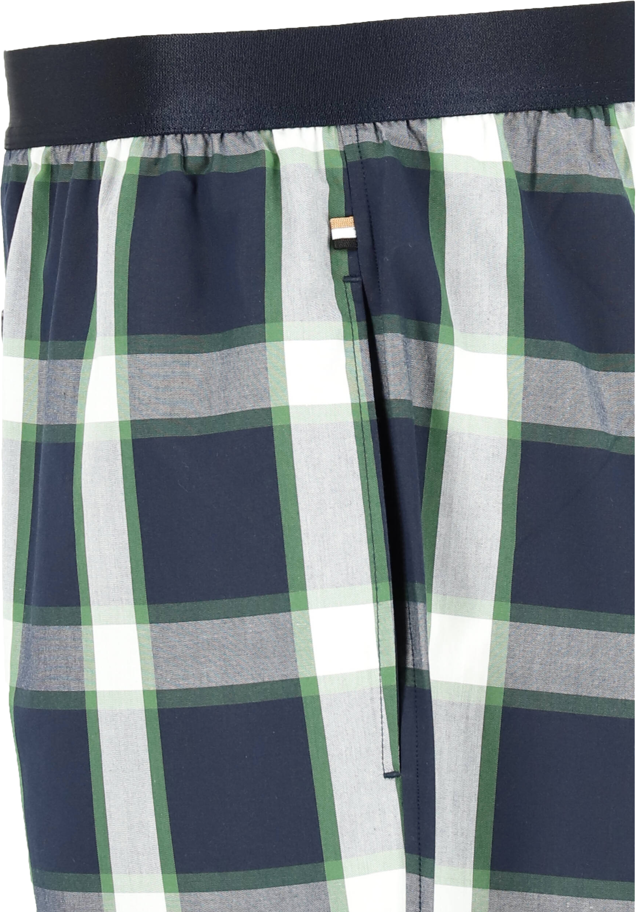 BOSS Long Set, heren lounge set, blauw met groen-blauw geruite broek